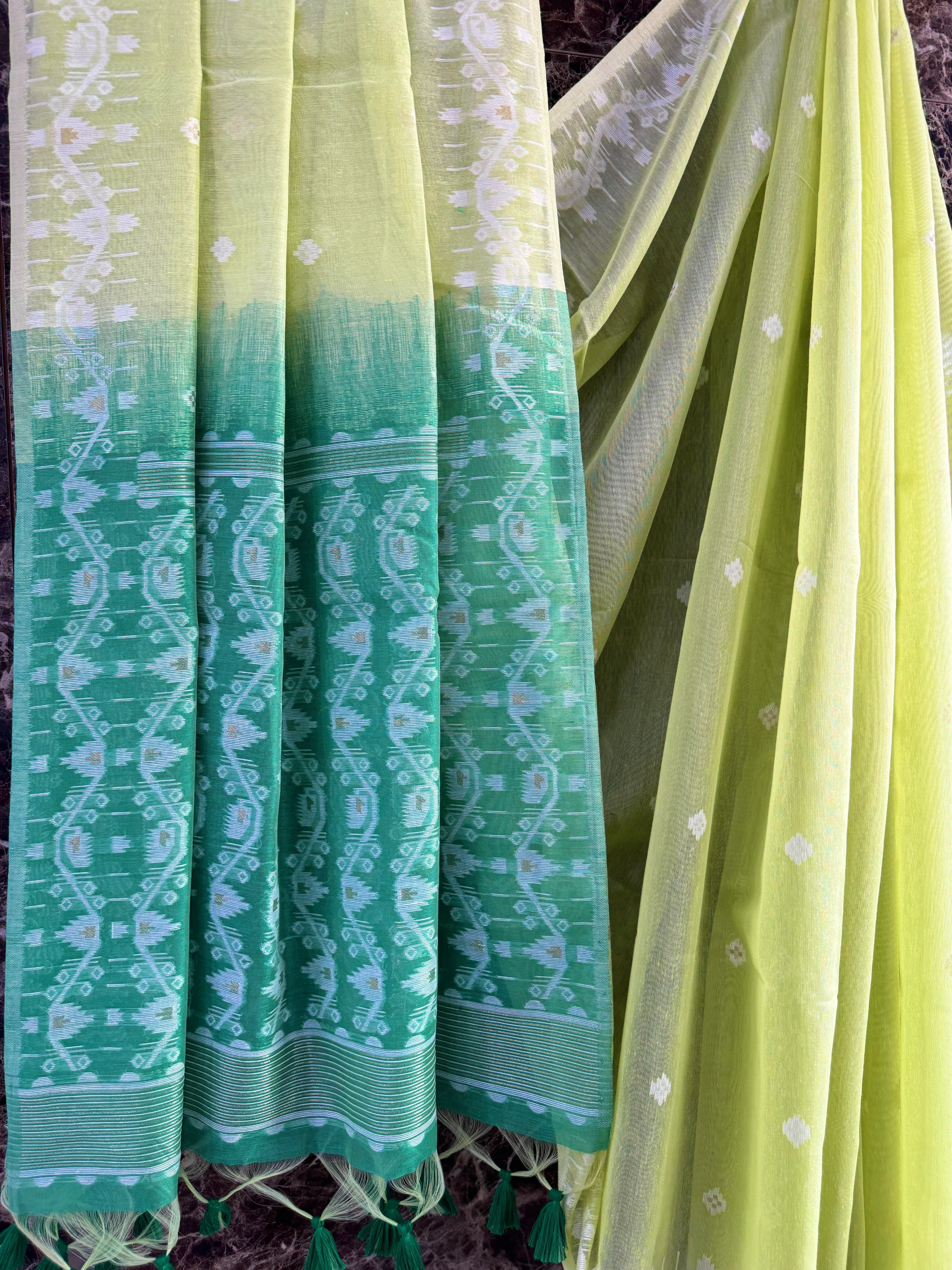 Cotton sarees in jamdani weaving - Eshana Collections