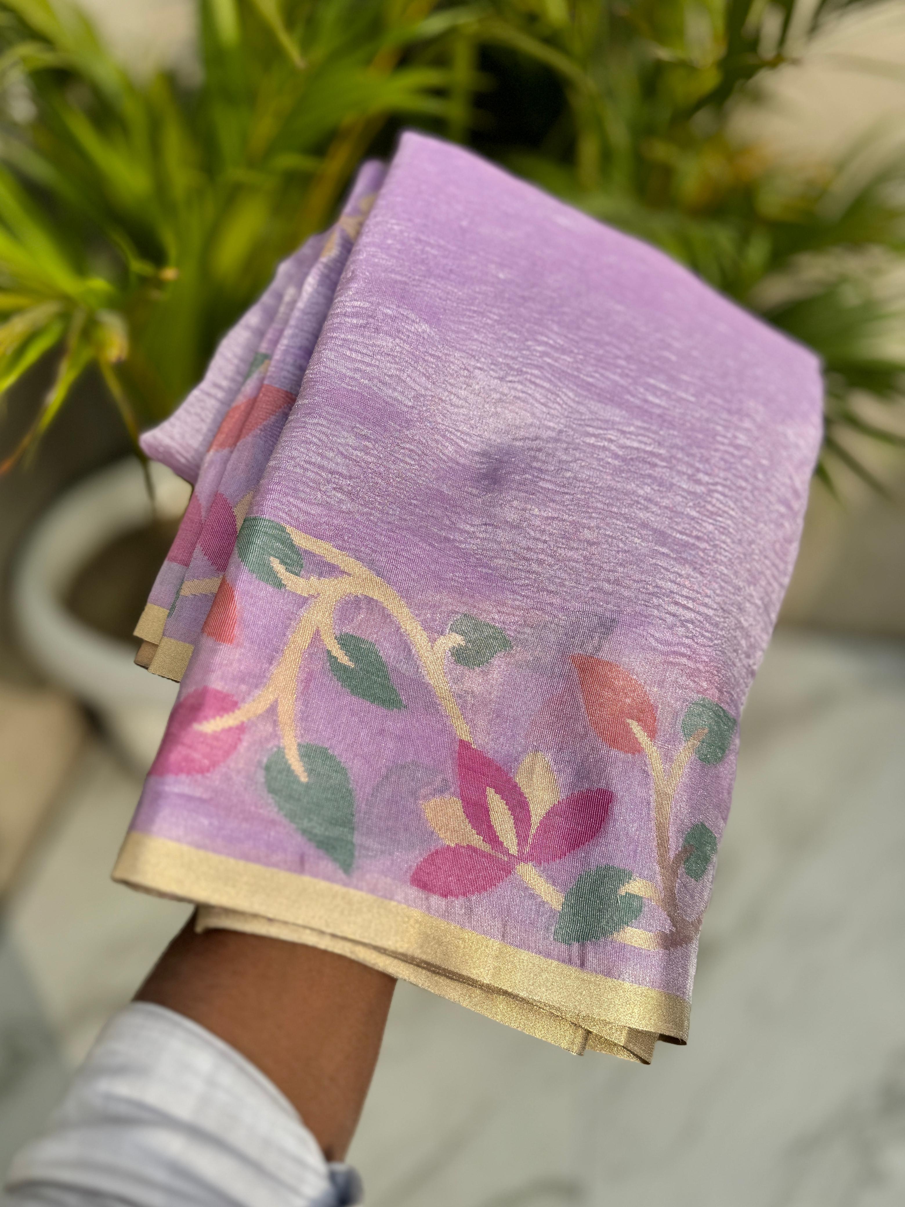 Tissue crushed sarees - Eshana Collections