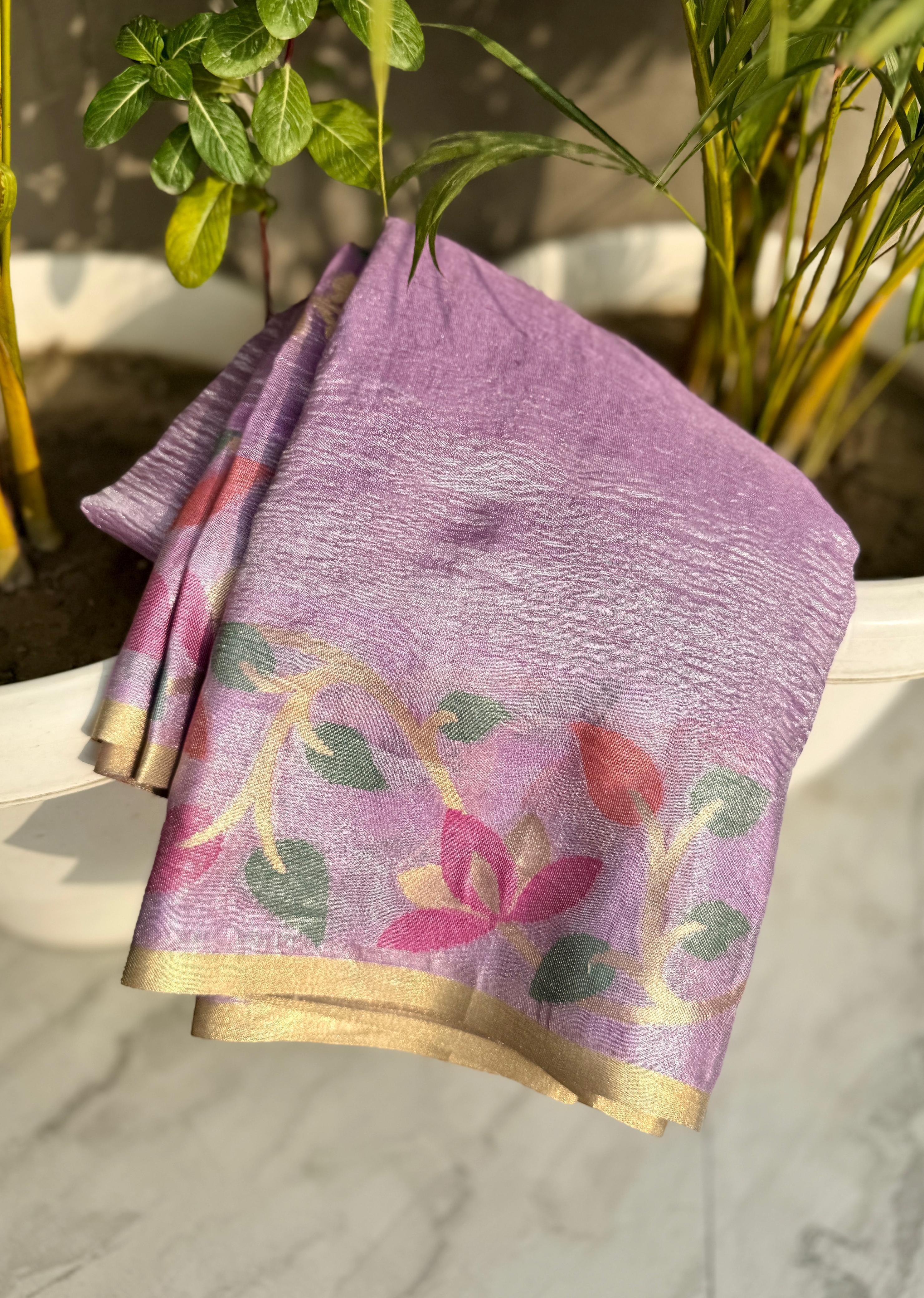 Tissue crushed sarees - Eshana Collections