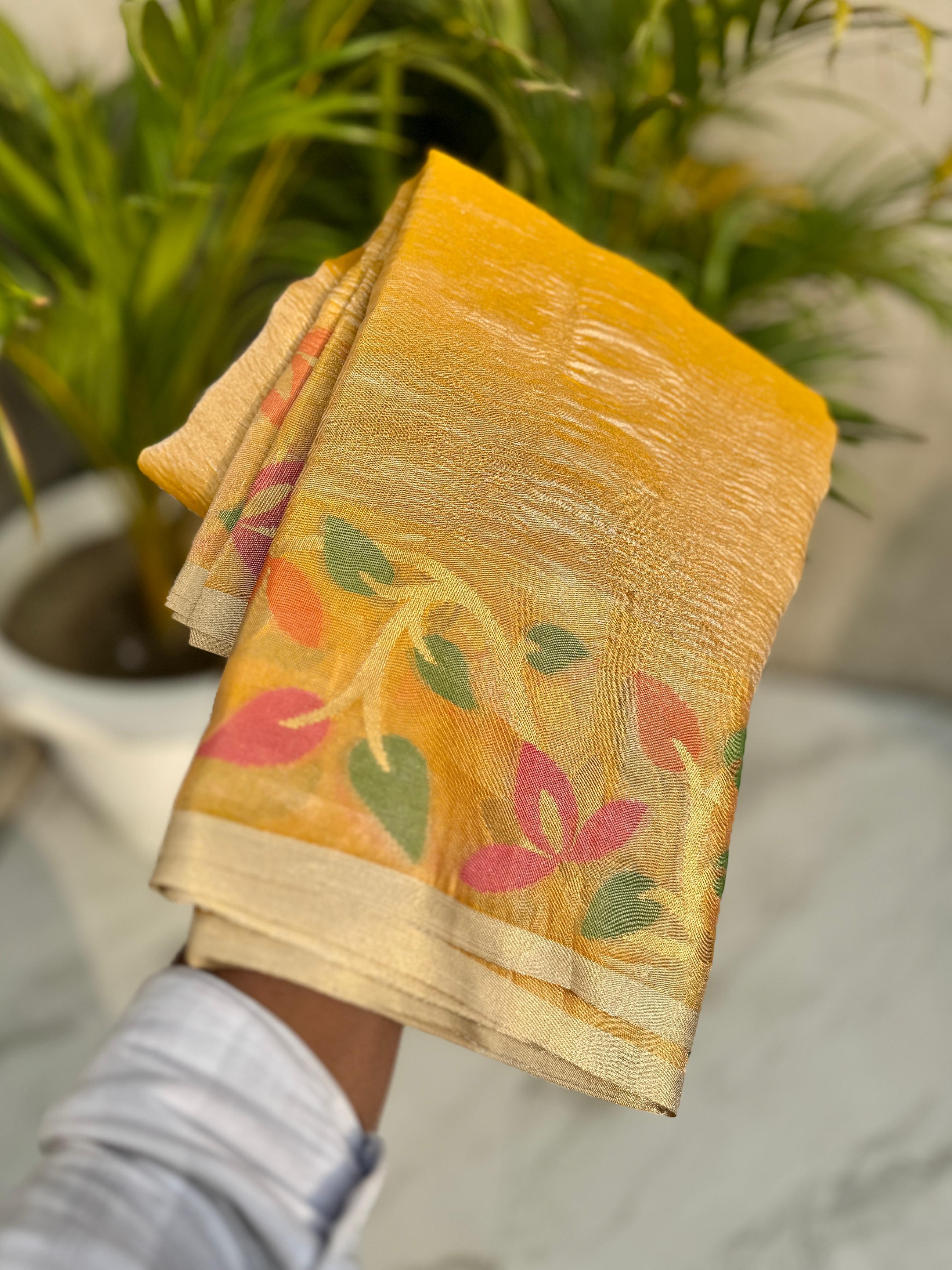 Tissue crushed sarees - Eshana Collections