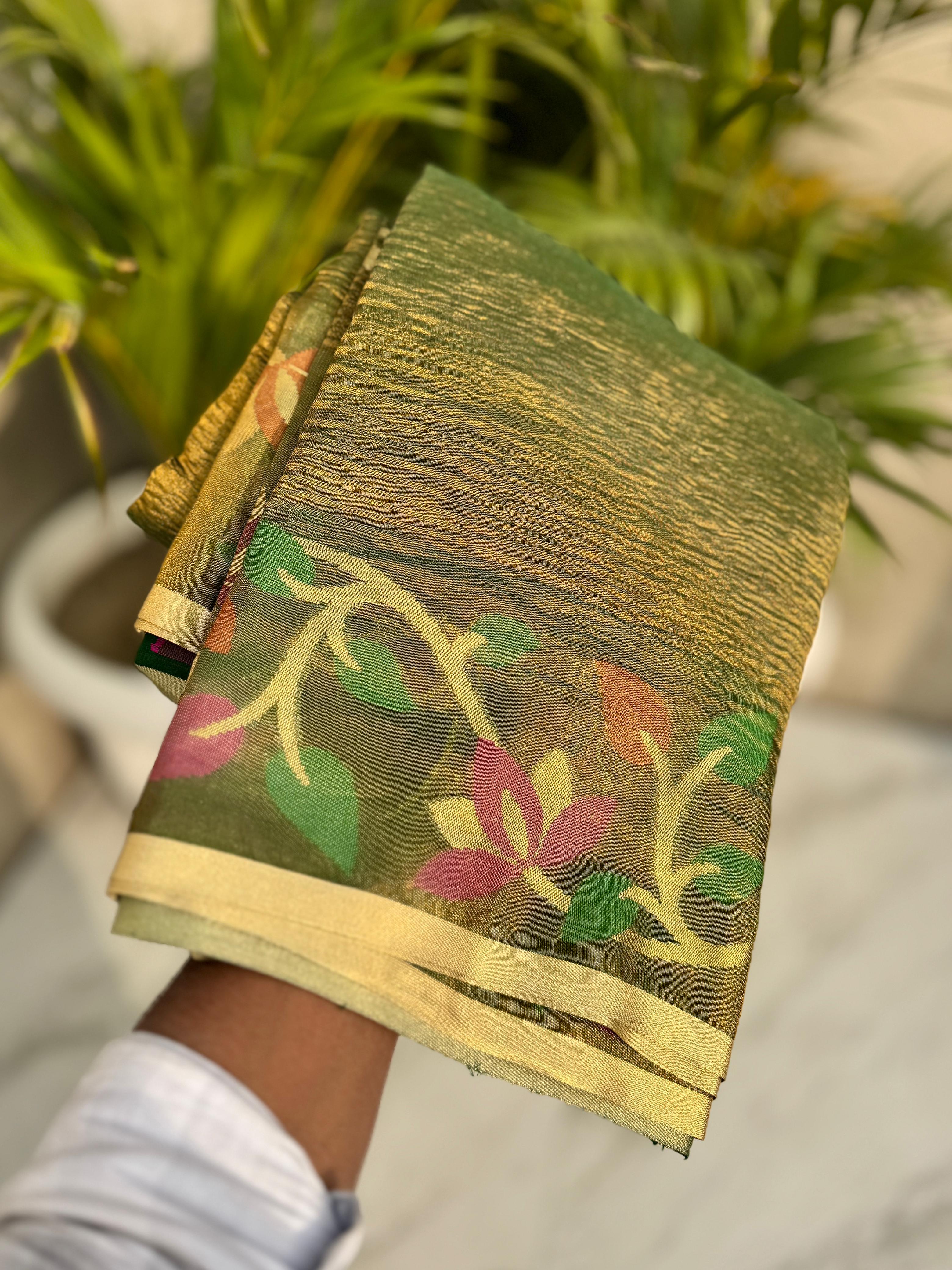 Tissue crushed sarees - Eshana Collections