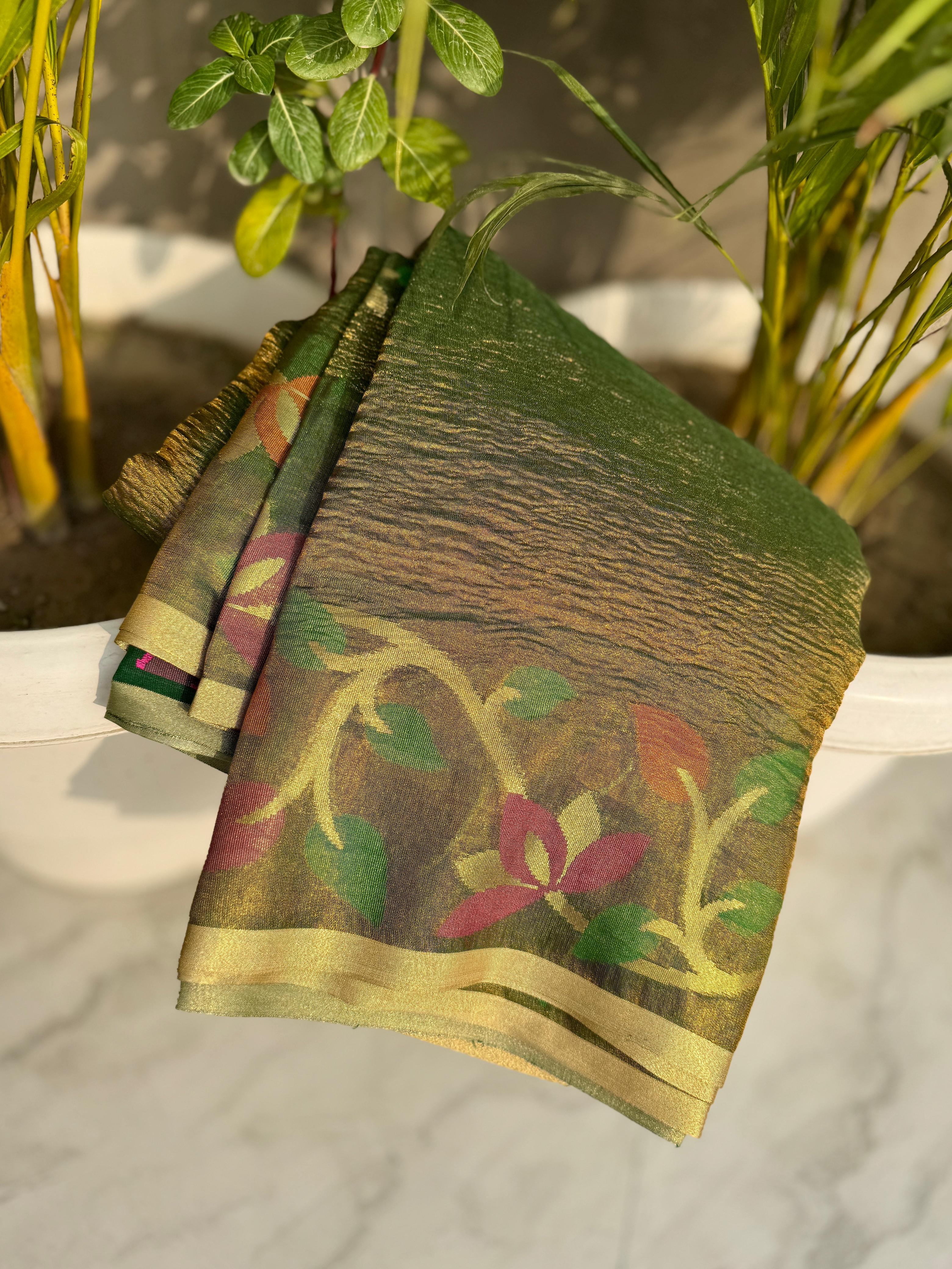 Tissue crushed sarees - Eshana Collections