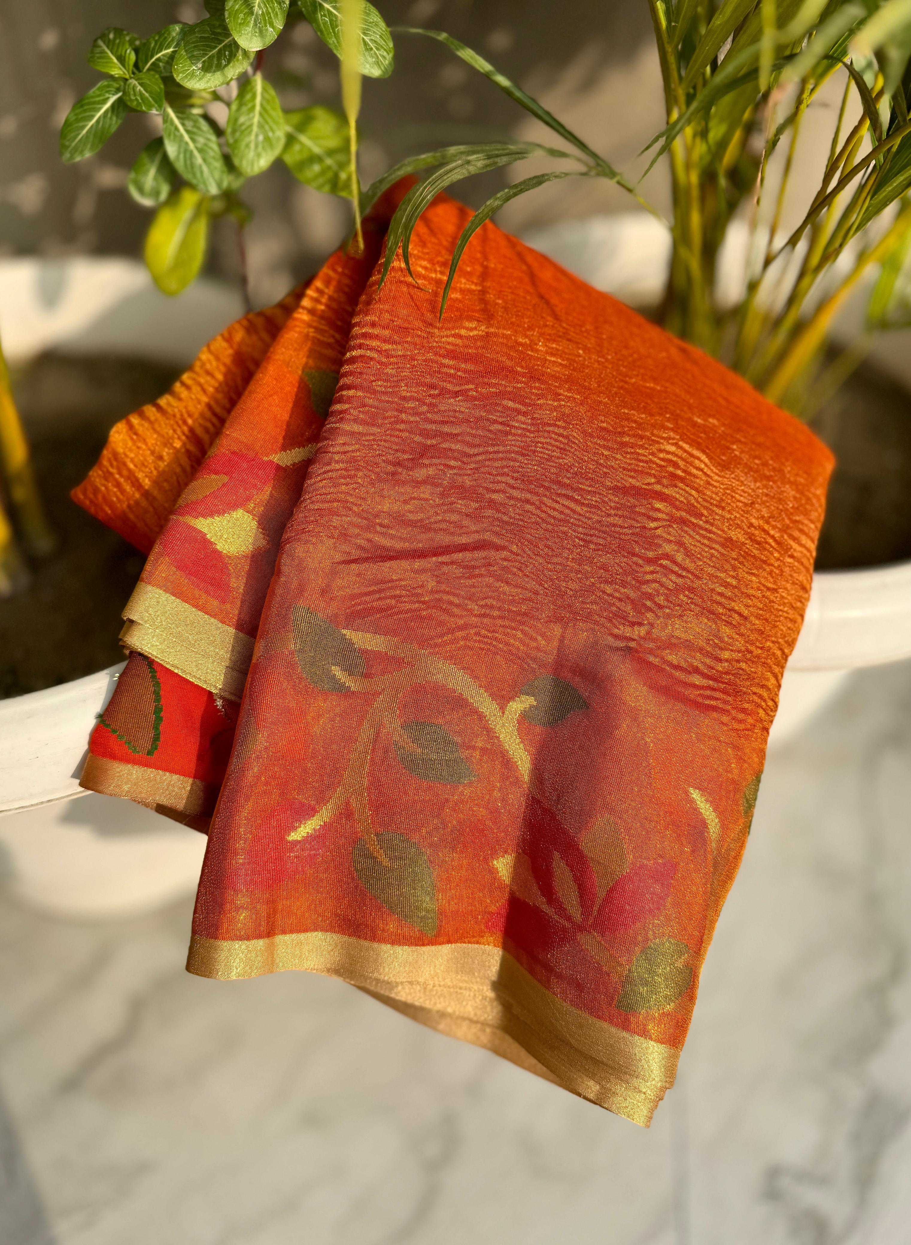 Tissue crushed sarees - Eshana Collections