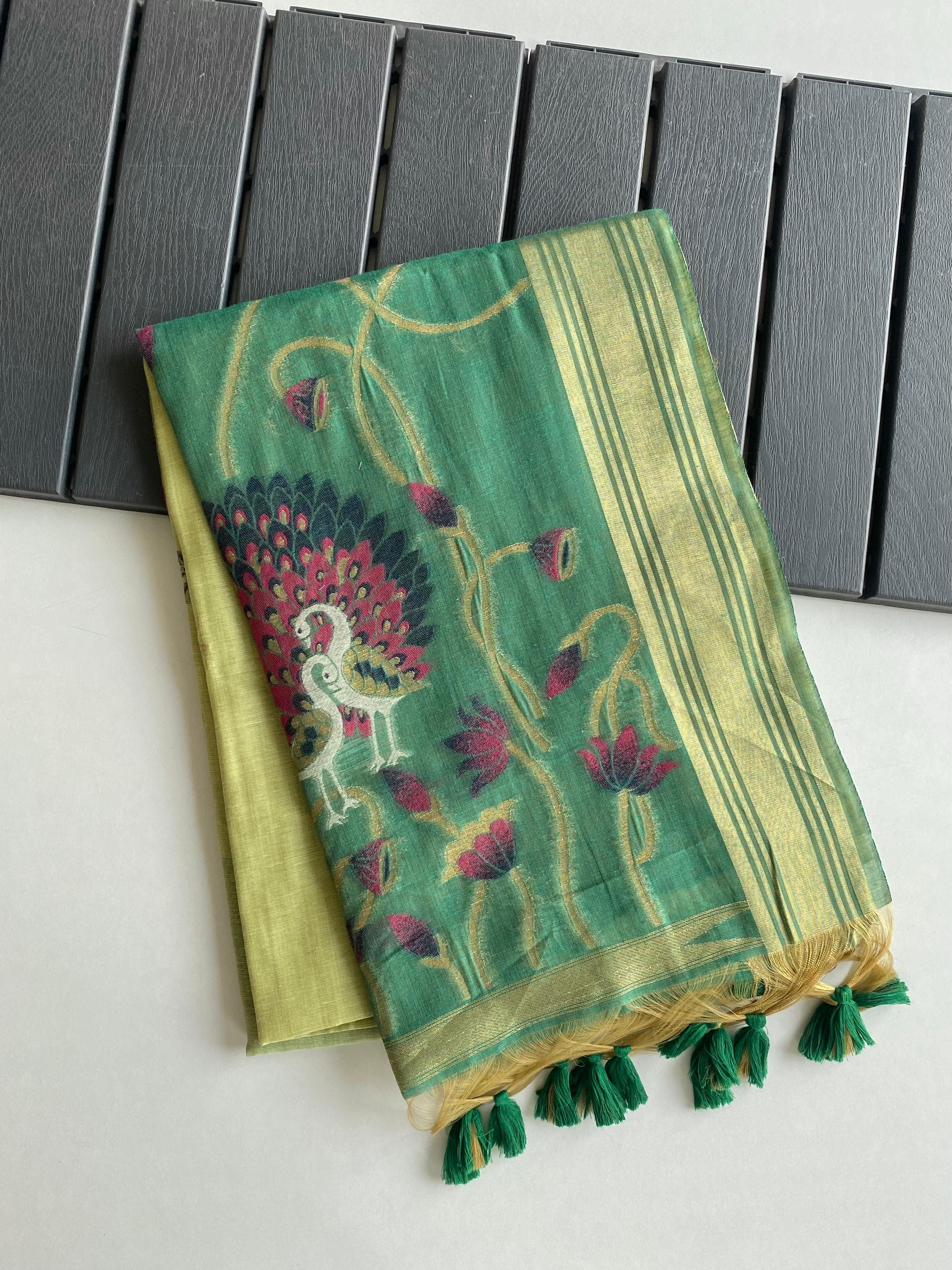Soft pure linen sarees - Eshana Collections
