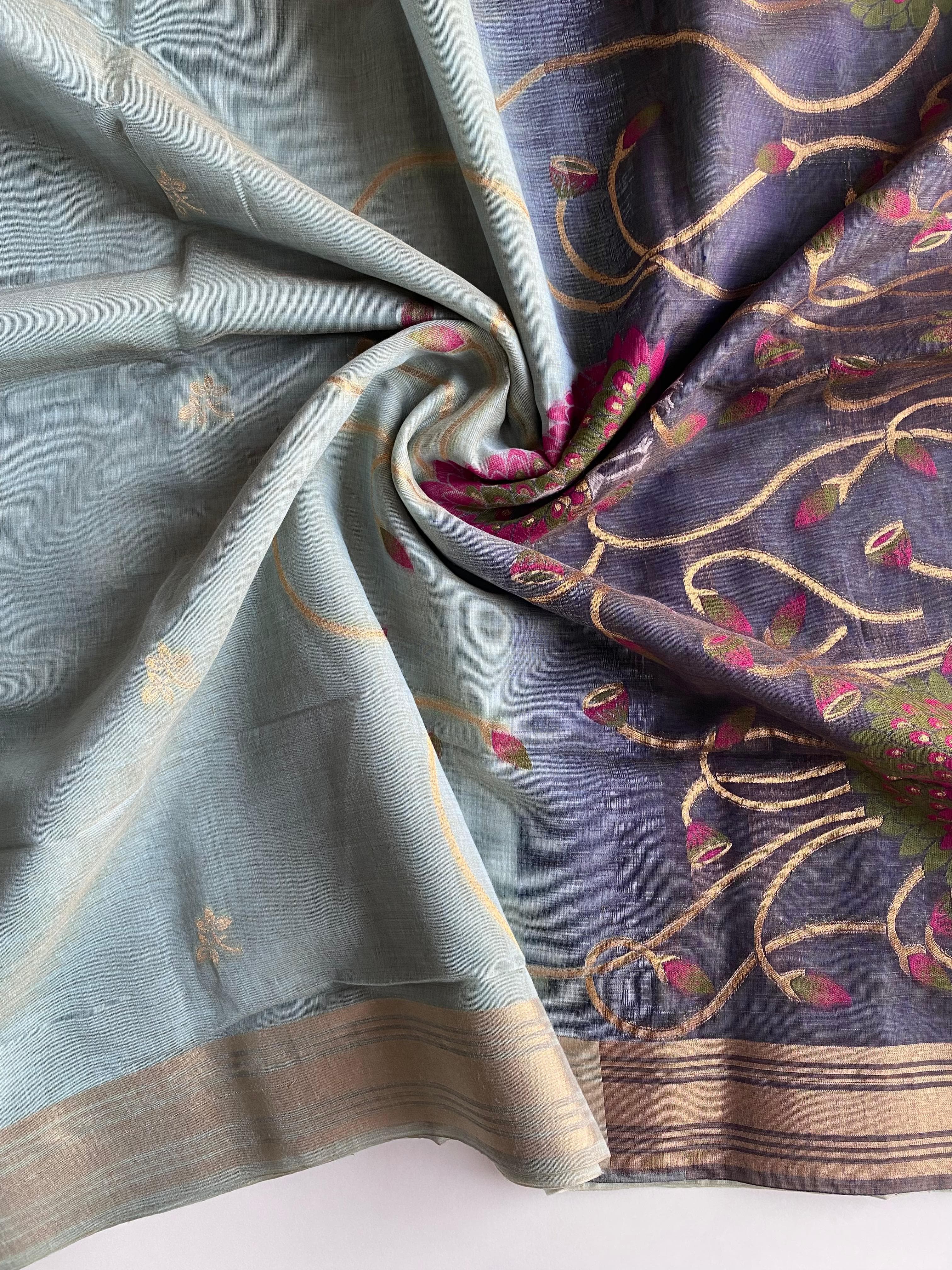 Soft pure linen sarees - Eshana Collections