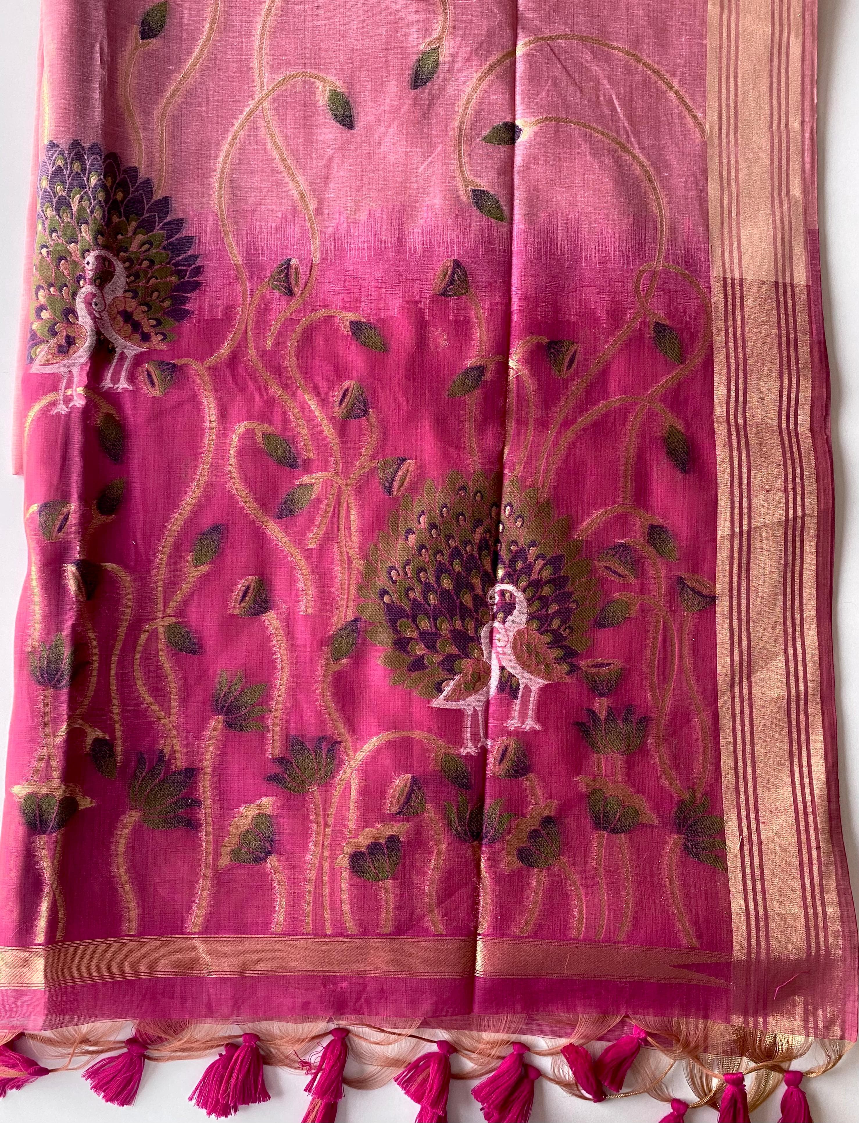 Soft pure linen sarees - Eshana Collections