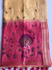 Soft pure linen sarees - Eshana Collections