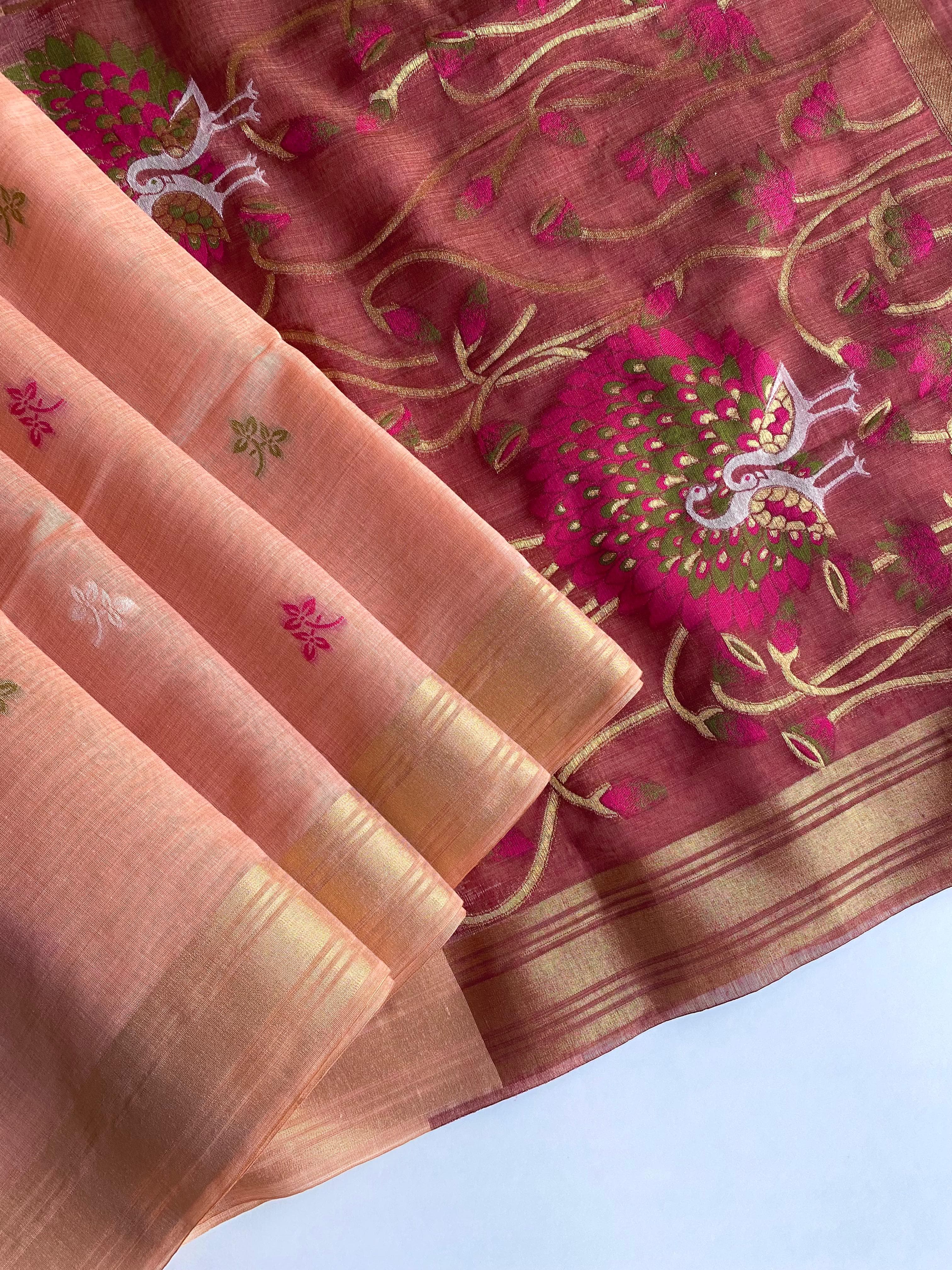 Soft pure linen sarees - Eshana Collections
