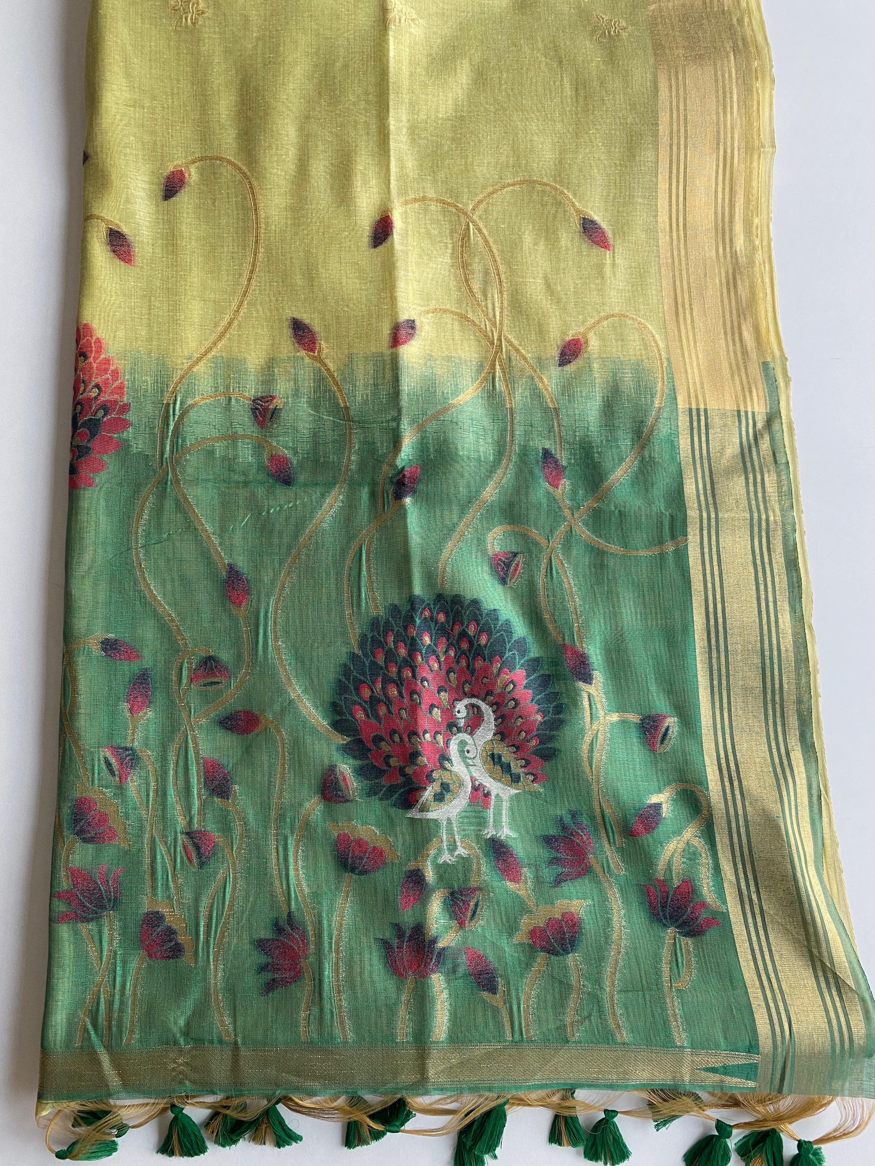 Soft pure linen sarees - Eshana Collections
