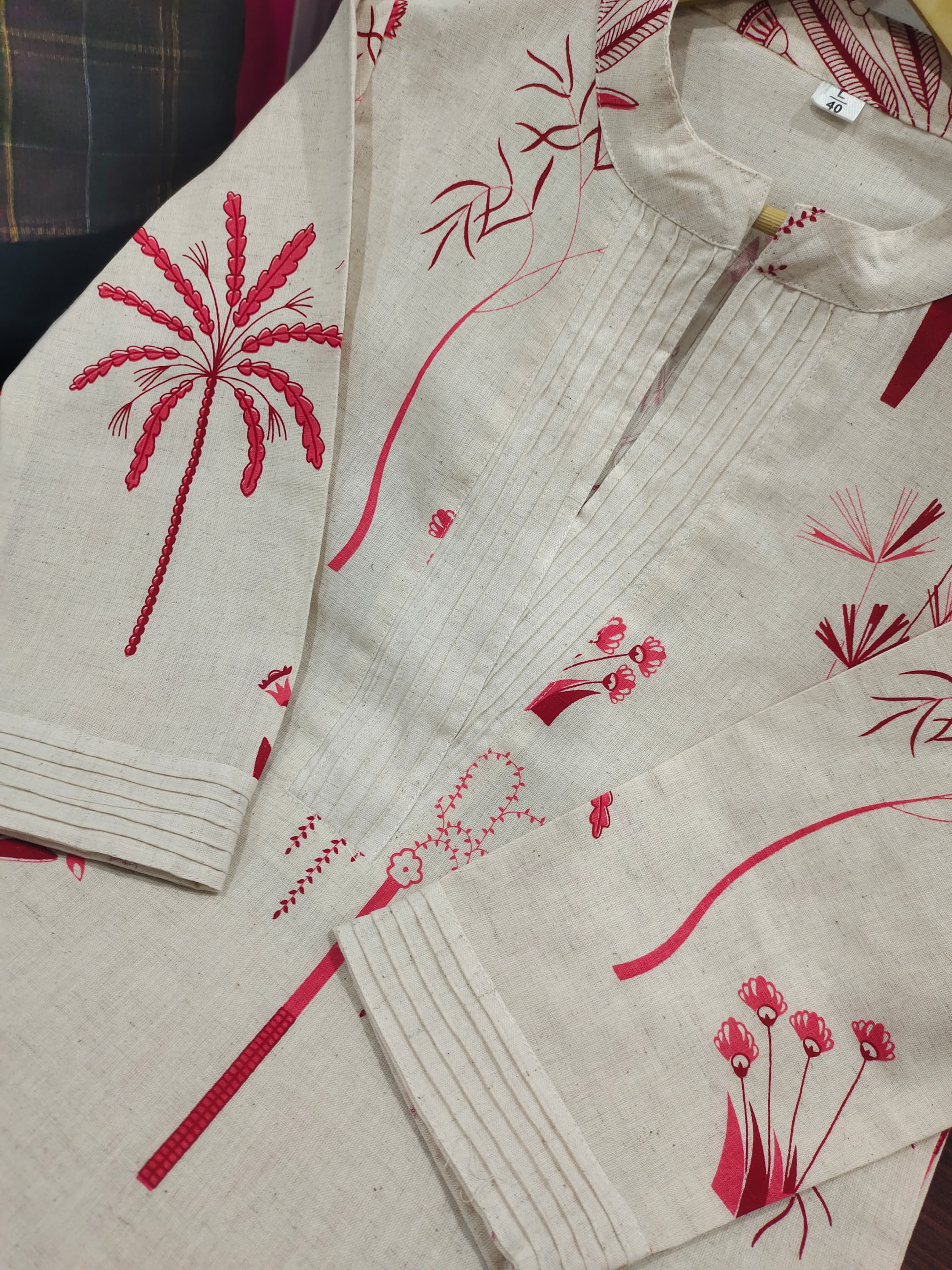 Printed white Kurta palazzo set - Eshana Collections