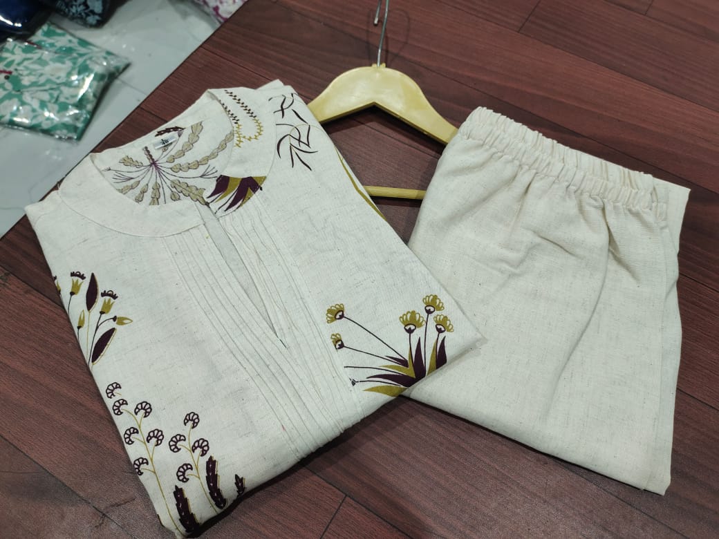 Printed white Kurta palazzo set - Eshana Collections