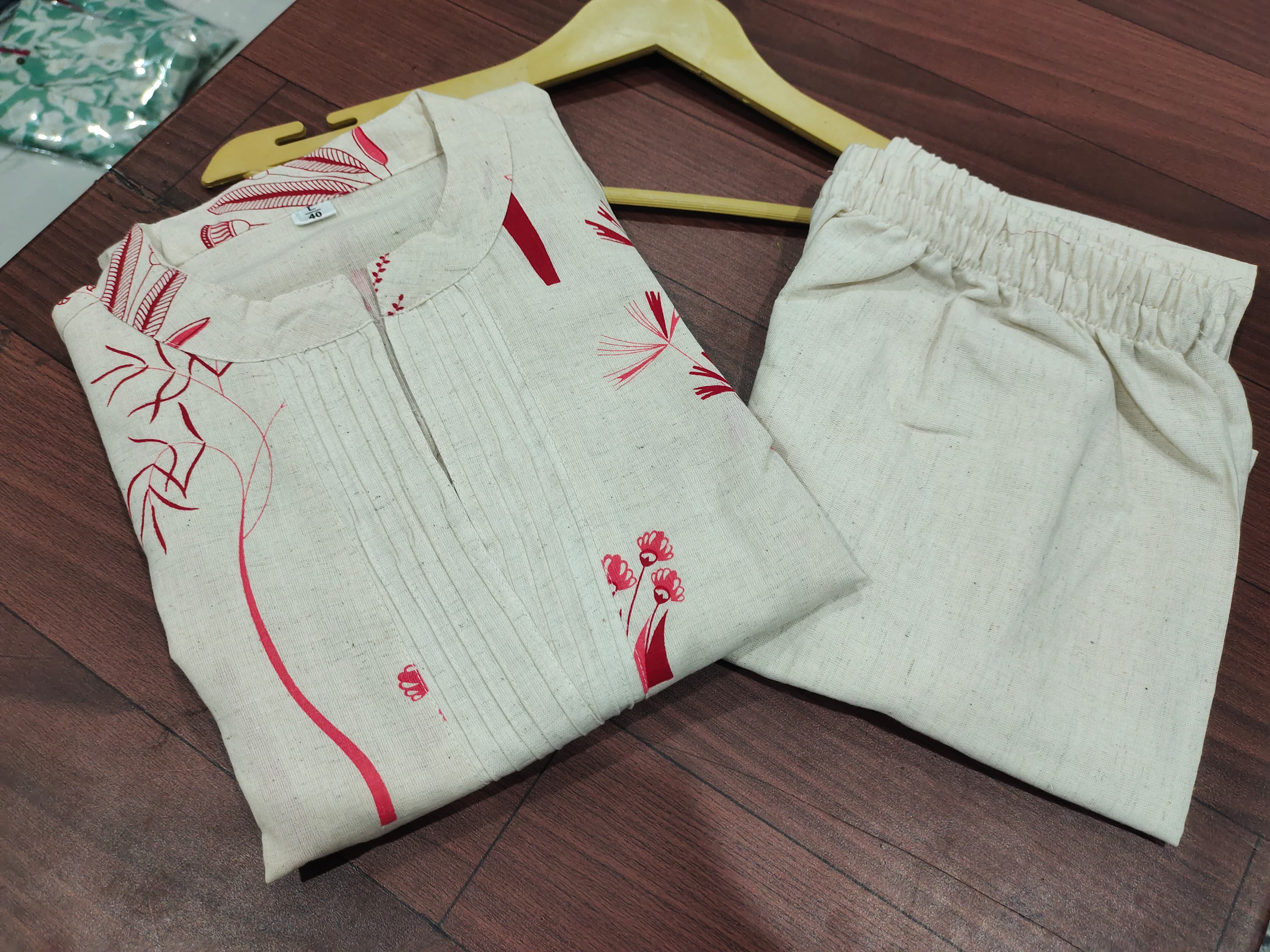 Printed white Kurta palazzo set - Eshana Collections