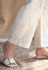 White kurti and palazzo set/ casual wear - Eshana Collections