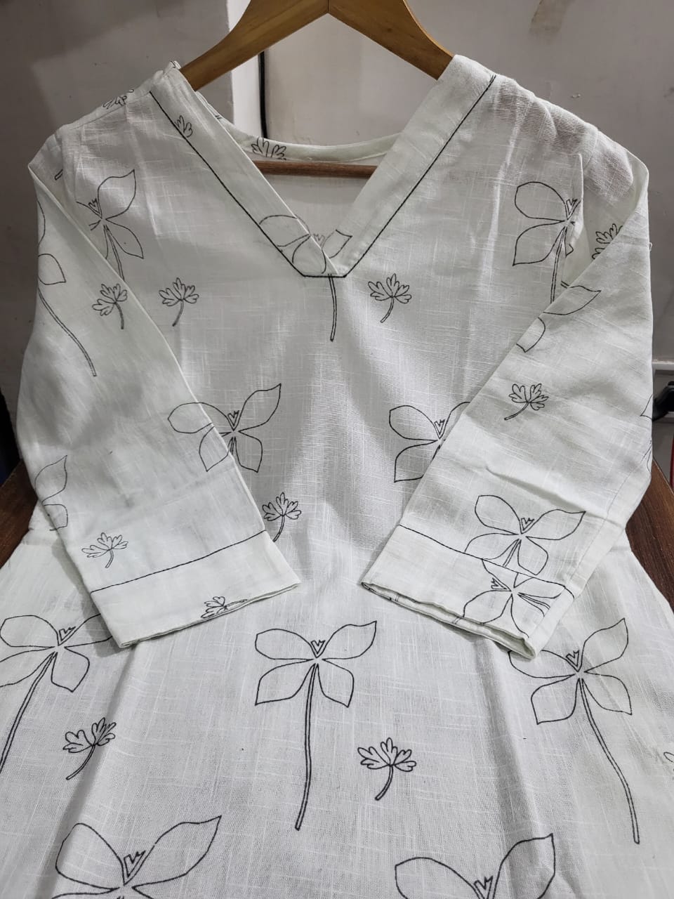 White kurti and palazzo set/ casual wear - Eshana Collections