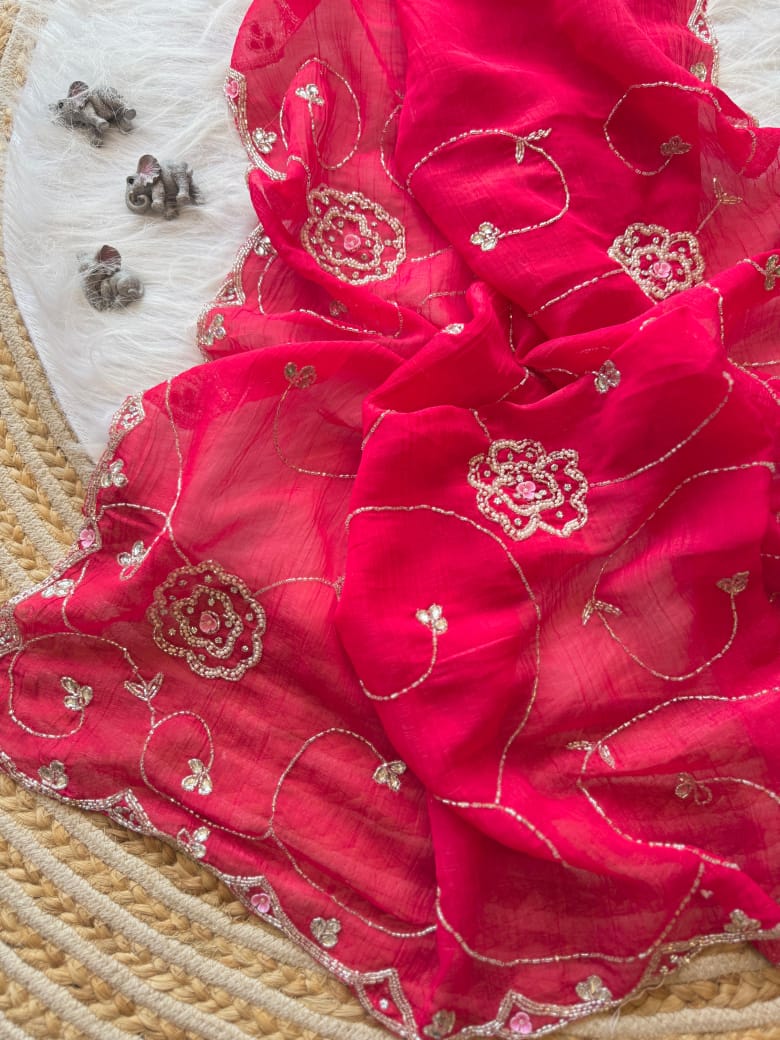 Soft crunchy silk designer sarees - Eshana Collections