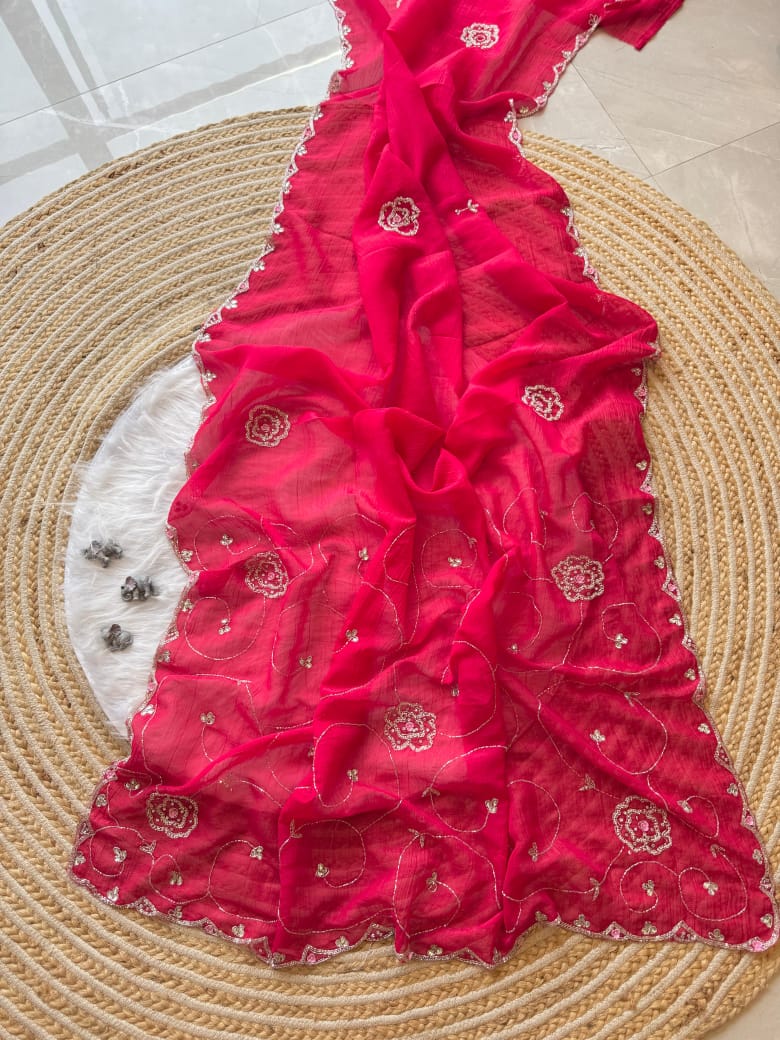 Soft crunchy silk designer sarees - Eshana Collections