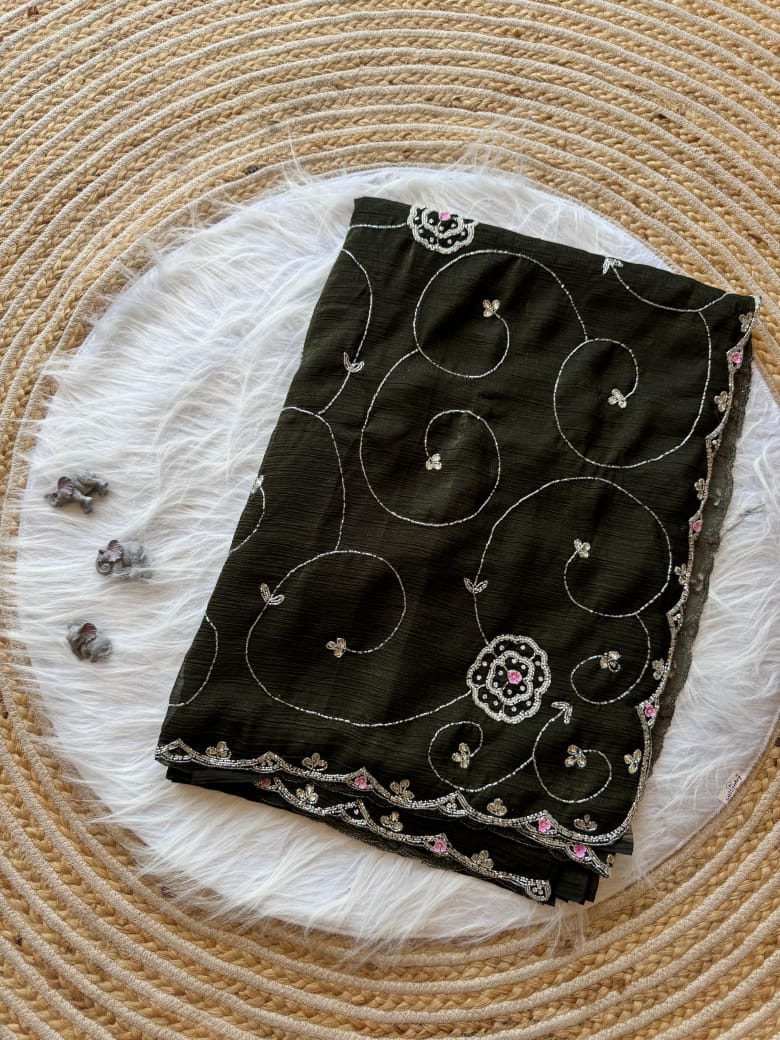 Soft crunchy silk designer sarees - Eshana Collections