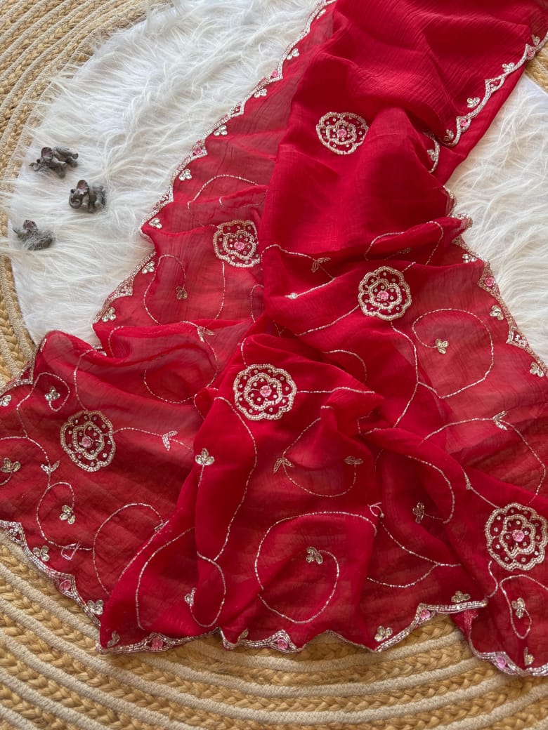 Soft crunchy silk designer sarees - Eshana Collections
