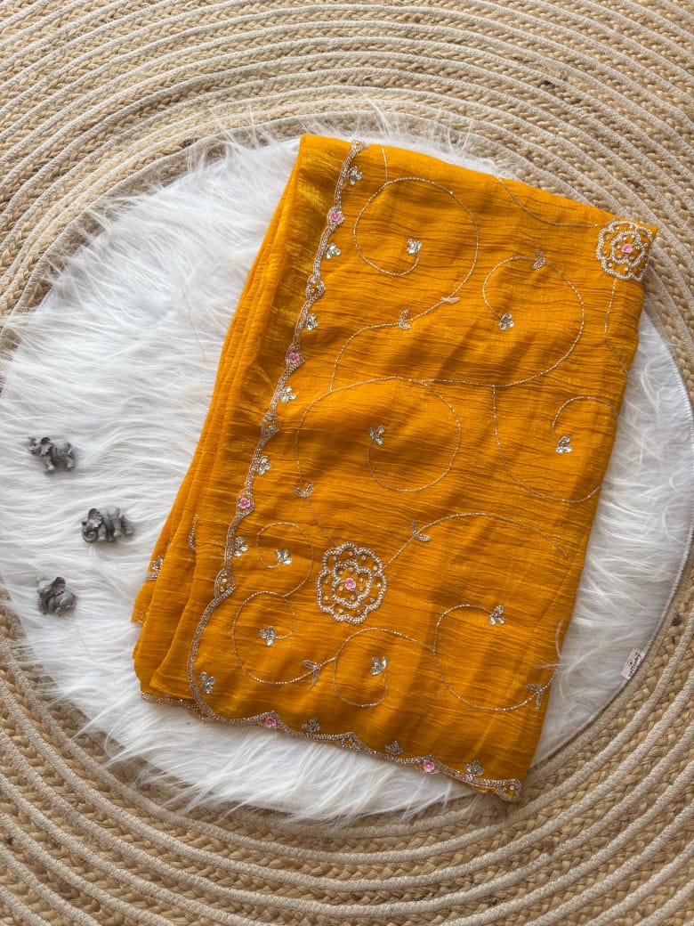 Soft crunchy silk designer sarees - Eshana Collections