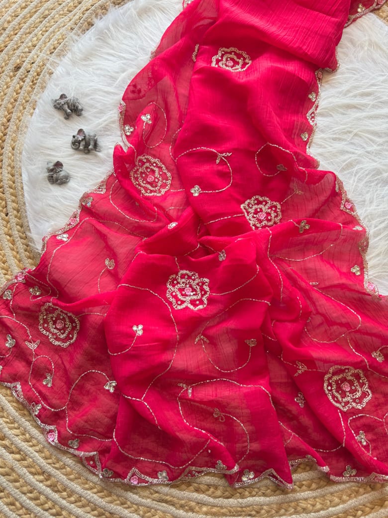 Soft crunchy silk designer sarees - Eshana Collections