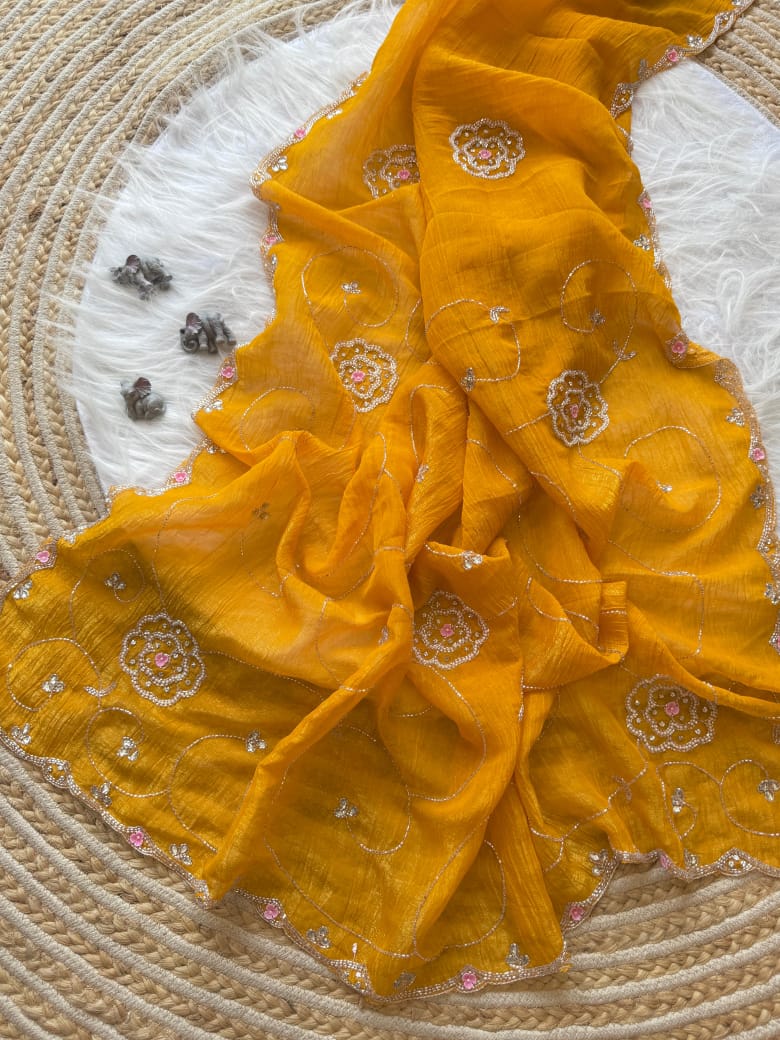 Soft crunchy silk designer sarees - Eshana Collections