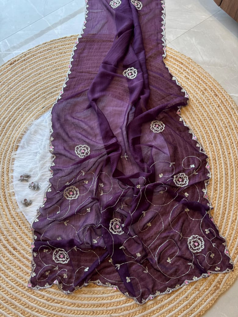 Soft crunchy silk designer sarees - Eshana Collections