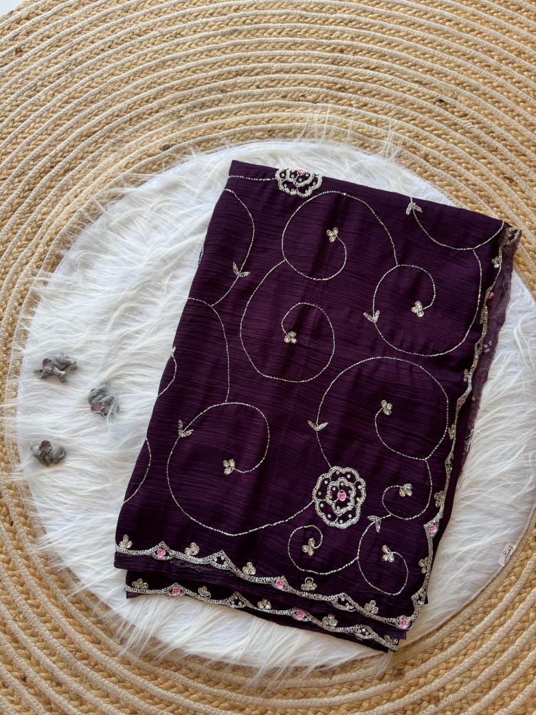 Soft crunchy silk designer sarees - Eshana Collections
