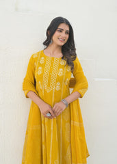 Pure cotton anarkali salwar kameez set - Eshana Collections