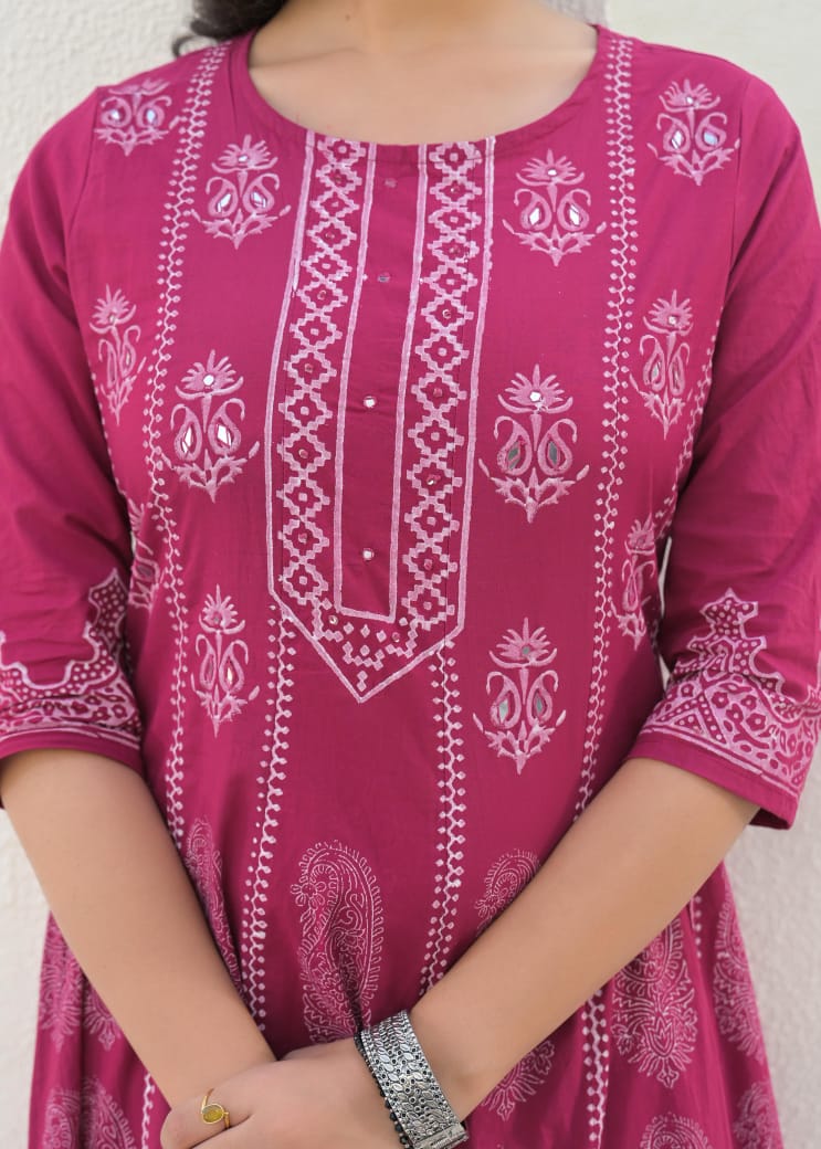 Pure cotton anarkali salwar kameez set - Eshana Collections