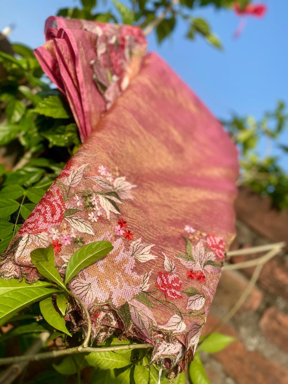 Priya Tissue Crushed Sarees - Eshana Collections