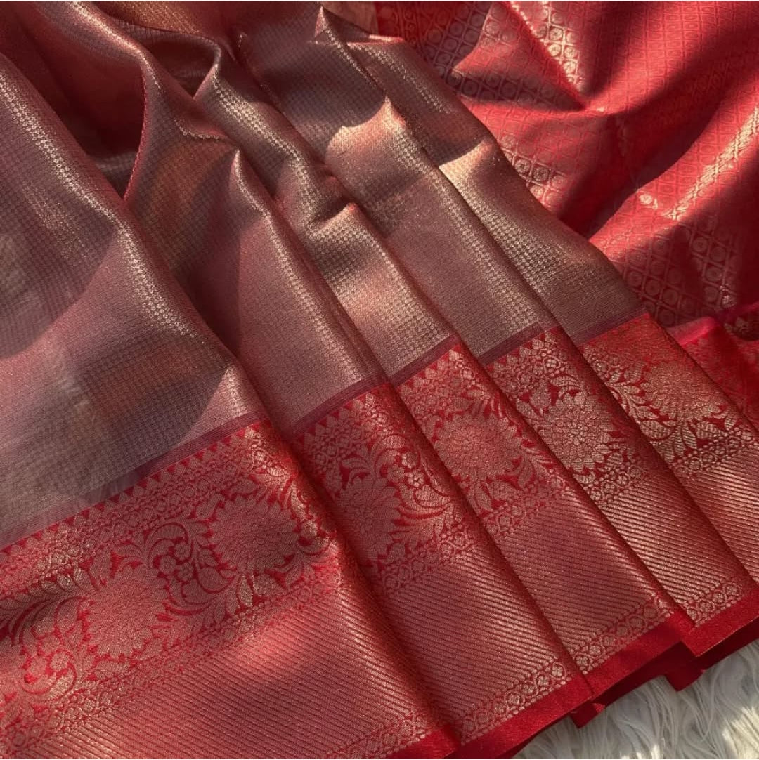 Premium Kanjivaram Soft Tissue Brocade Saree - Eshana Collections