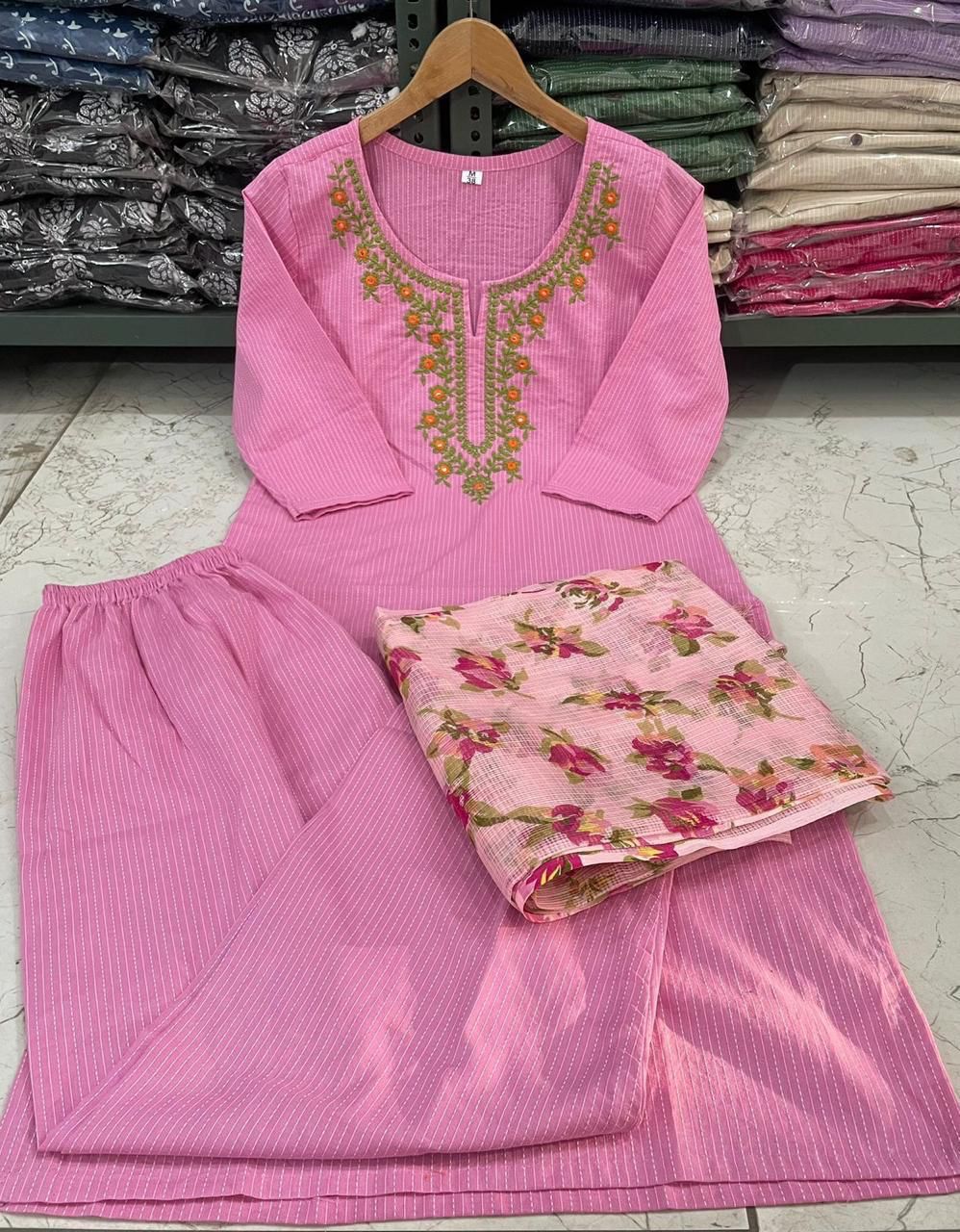 Pure cotton katha handwoven kurta - Eshana Collections
