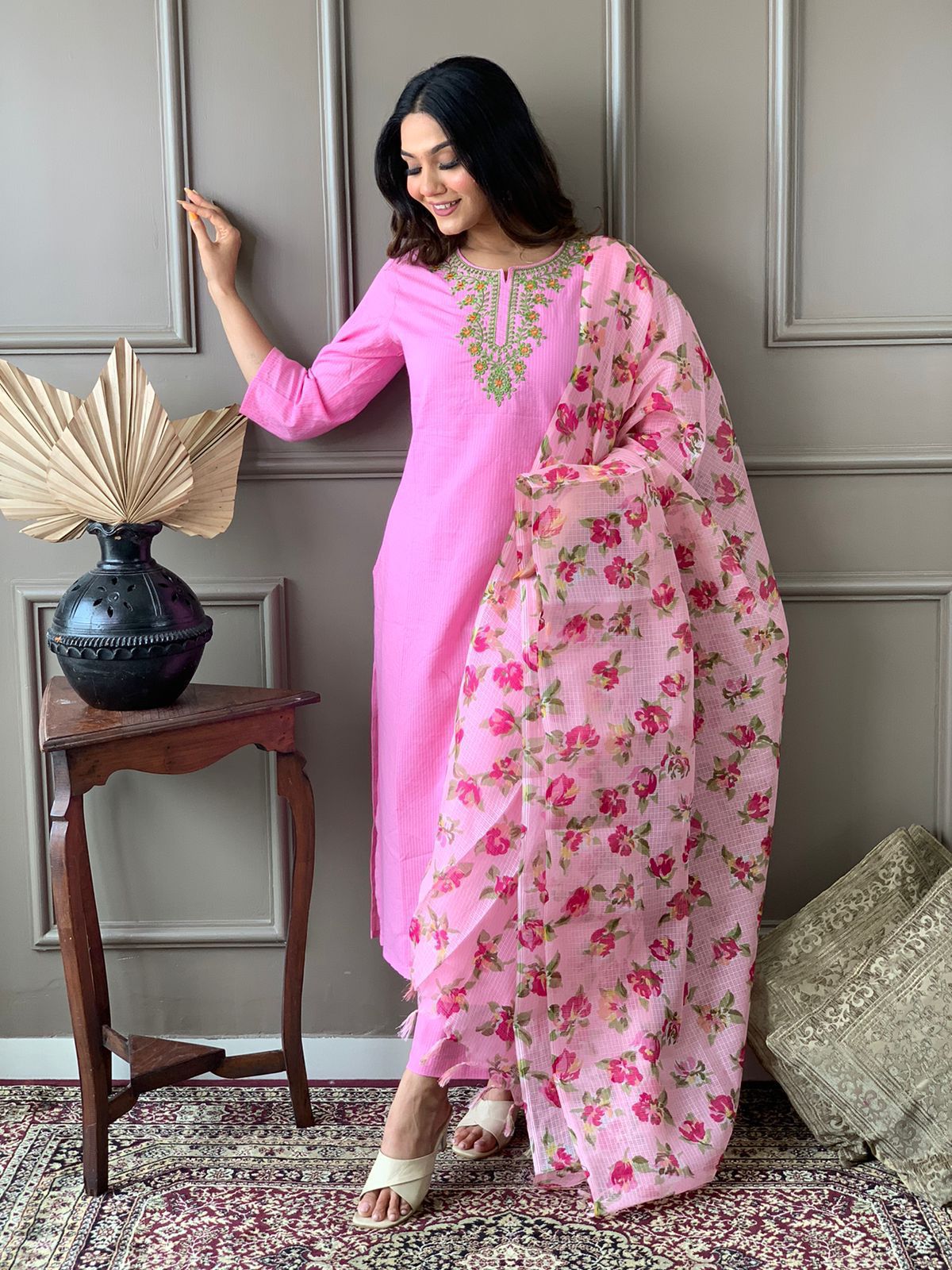 Pure cotton katha handwoven kurta - Eshana Collections
