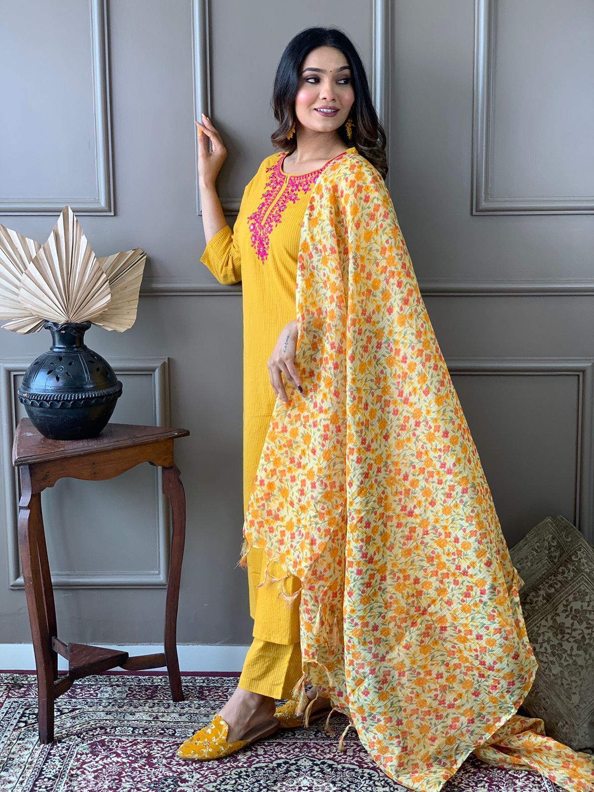 Pure cotton katha handwoven kurta - Eshana Collections
