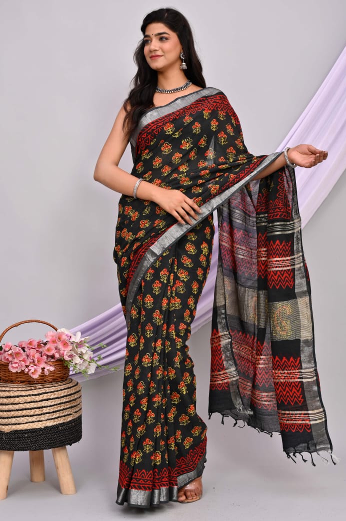 Linen Cotton Sarees - Eshana Collections