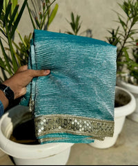 Tissue Crushed Sarees - Eshana Collections