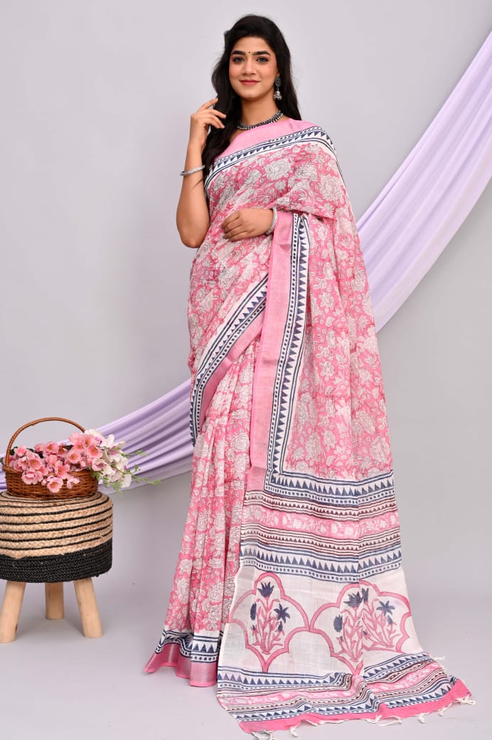Linen Cotton Sarees - Eshana Collections