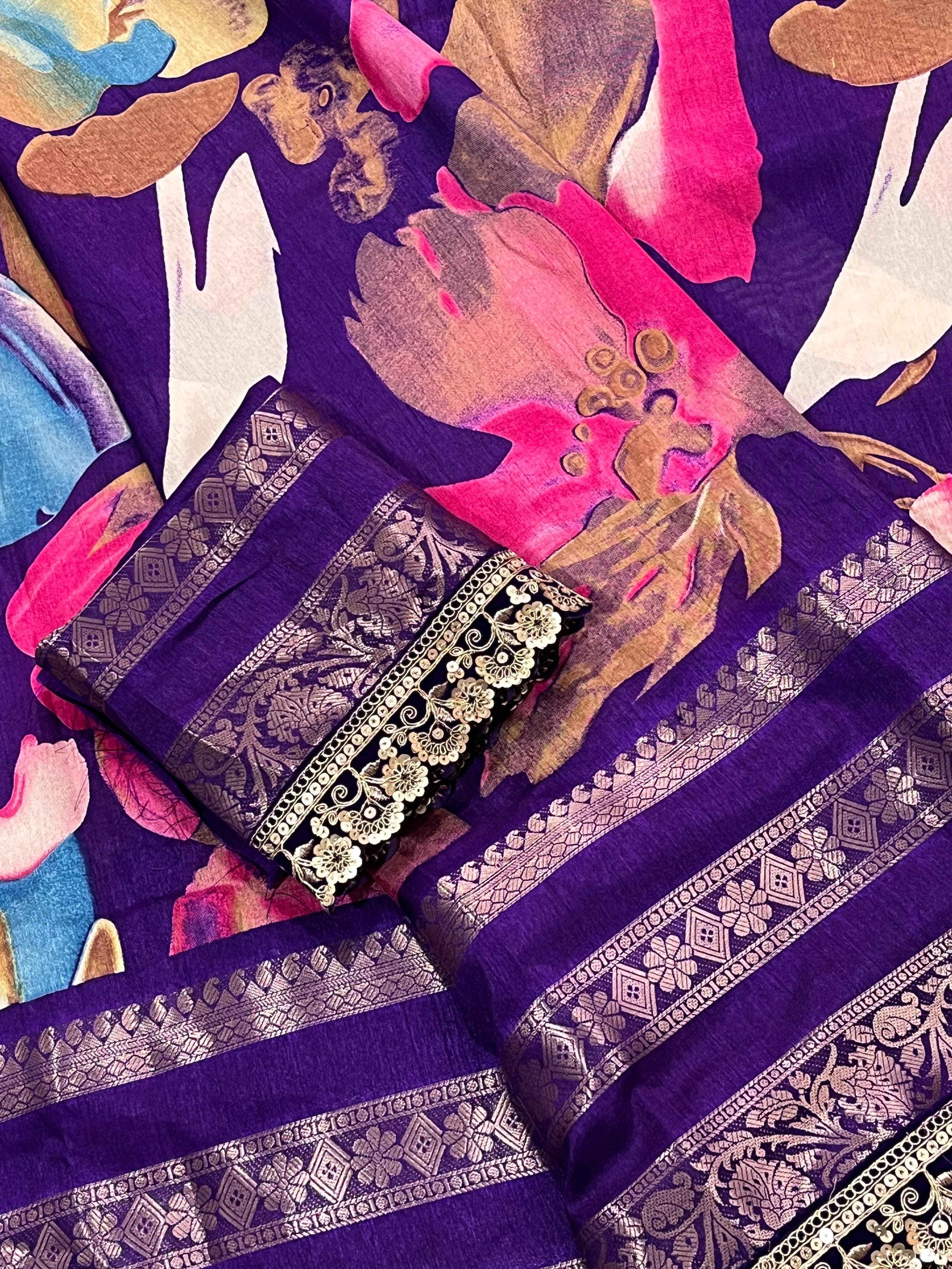 Premium Soft Silk saree with elegant print all over