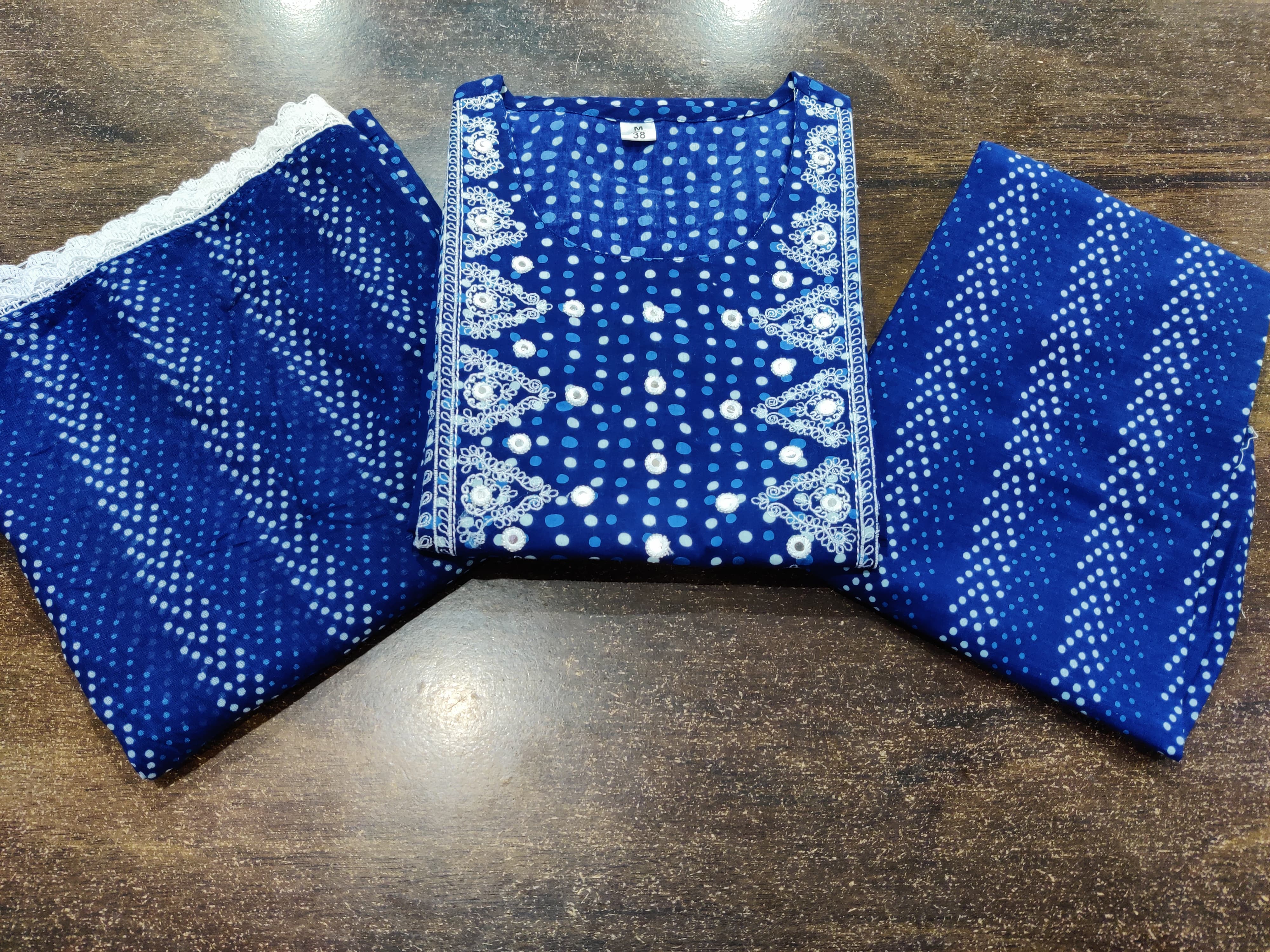 Indigo printed pure cotton suit - Eshana Collections