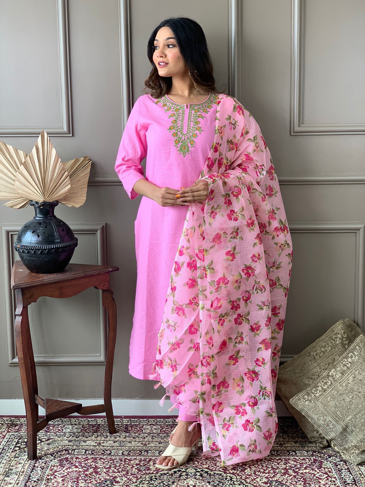 Pure cotton katha handwoven kurta - Eshana Collections