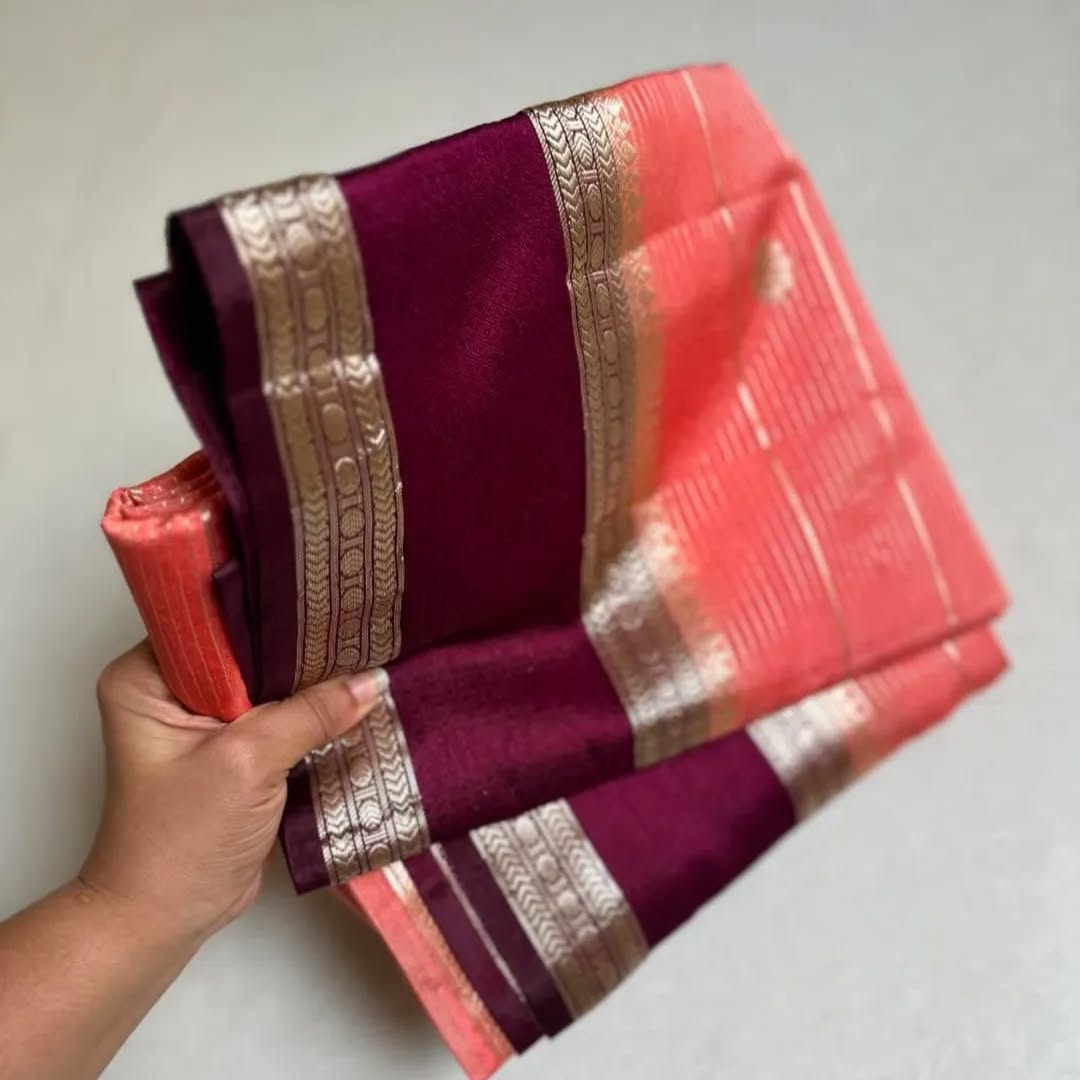 Warm Soft Silk Sarees | Contrast Blouse Included - Eshana Collections