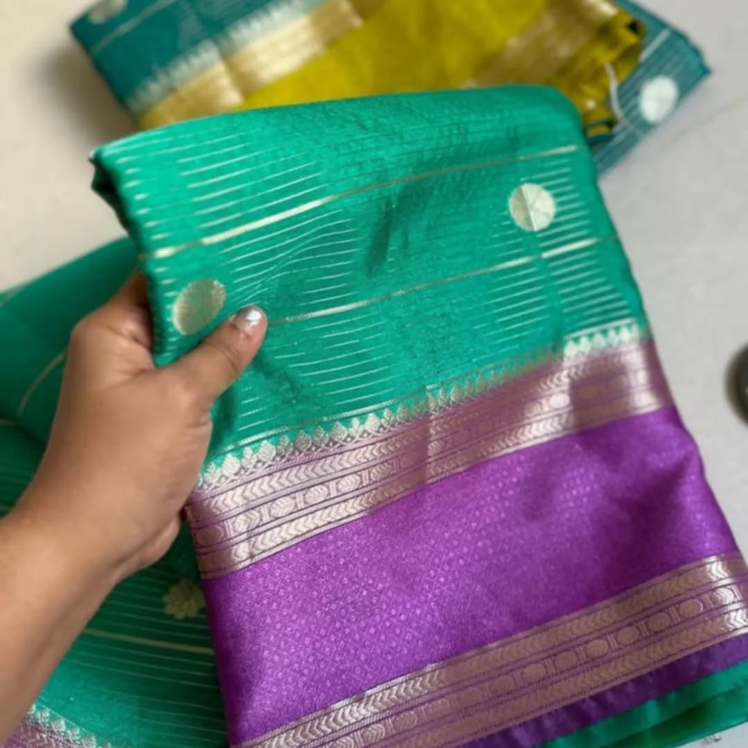 Warm Soft Silk Sarees | Contrast Blouse Included - Eshana Collections