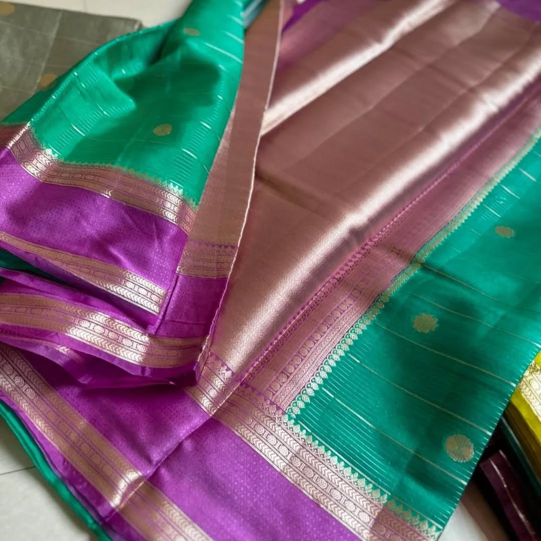 Warm Soft Silk Sarees | Contrast Blouse Included - Eshana Collections