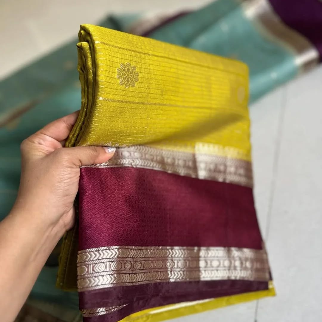 Warm Soft Silk Sarees | Contrast Blouse Included - Eshana Collections