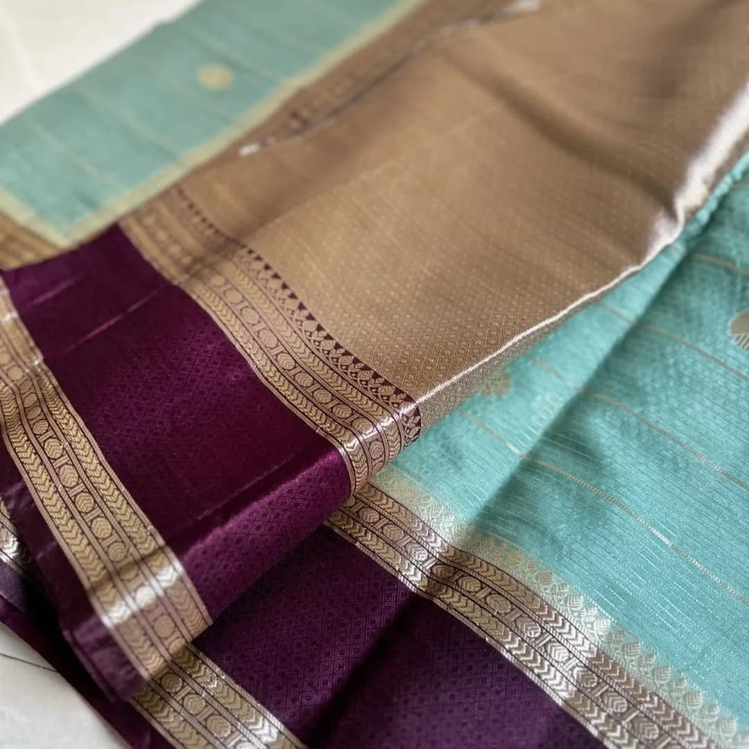 Warm Soft Silk Sarees | Contrast Blouse Included - Eshana Collections