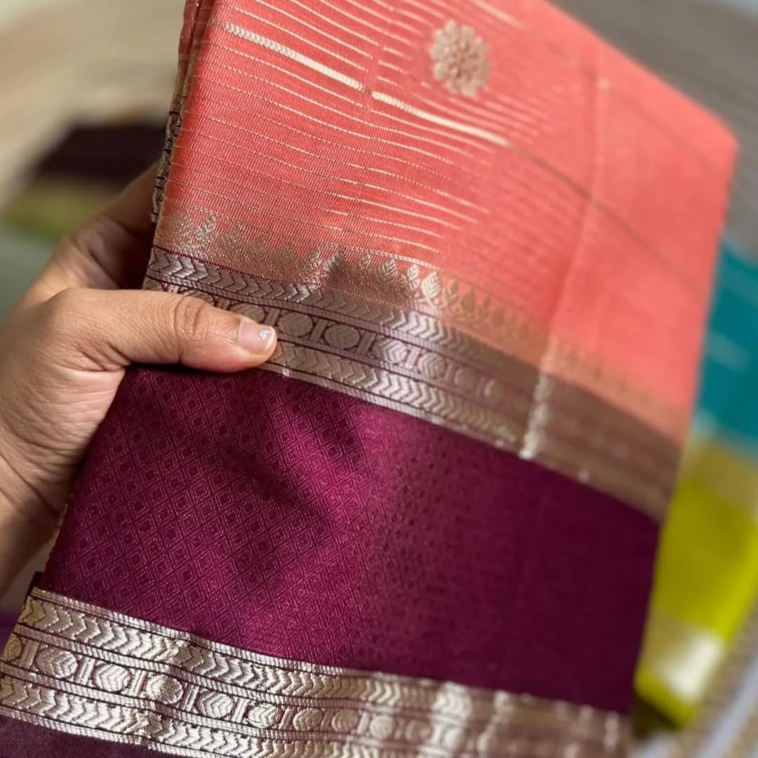 Warm Soft Silk Sarees | Contrast Blouse Included - Eshana Collections