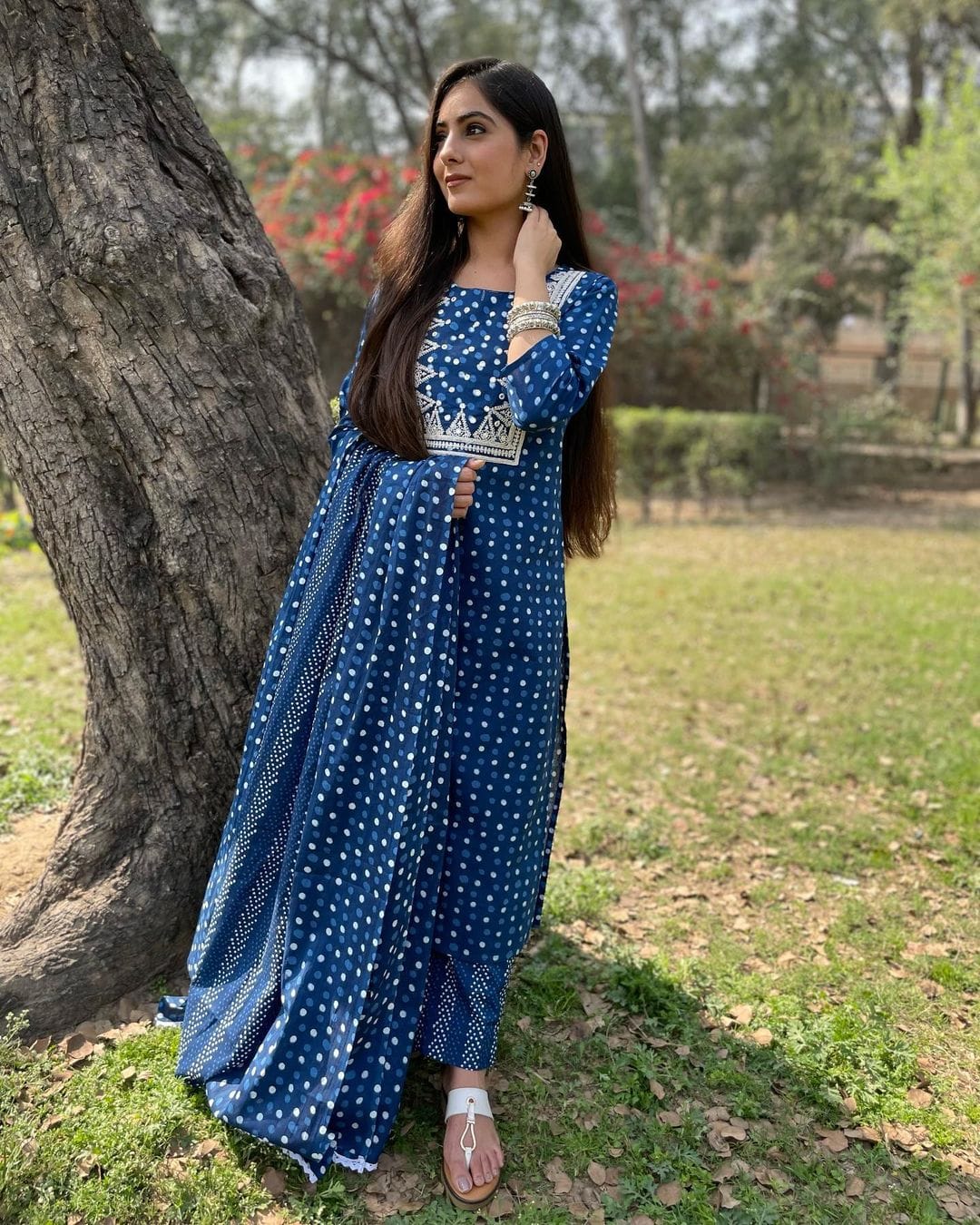 Indigo printed pure cotton suit - Eshana Collections