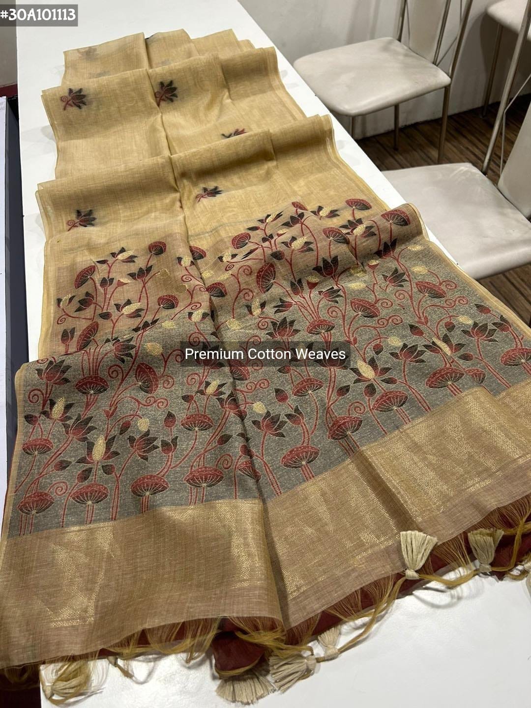 Cotton sarees in pichwai weaving - Eshana Collections