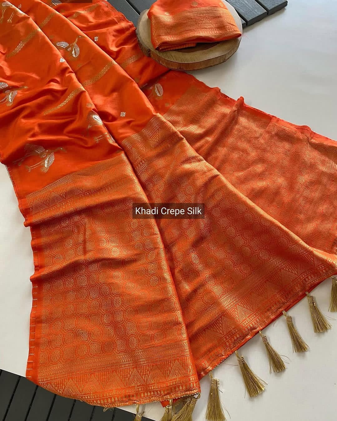 Khadi  crepe silk saree - Eshana Collections