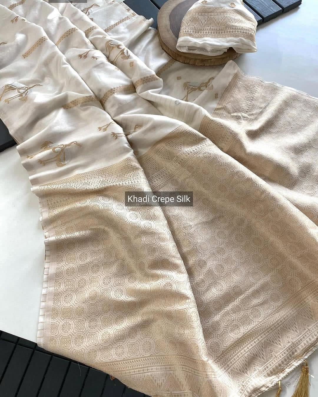 Khadi  crepe silk saree - Eshana Collections